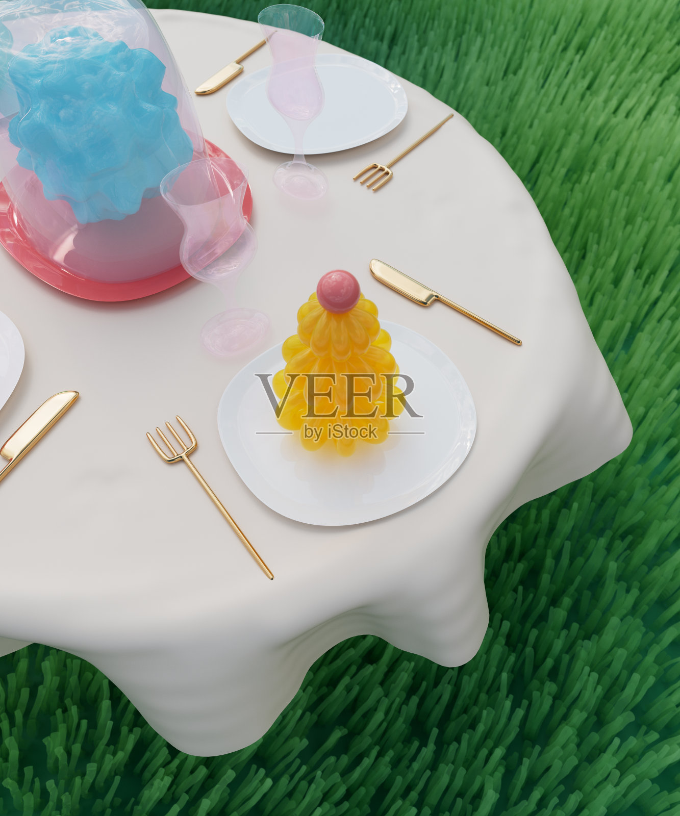 喜庆的家庭餐桌概念。3d渲染，3d插图。照片摄影图片