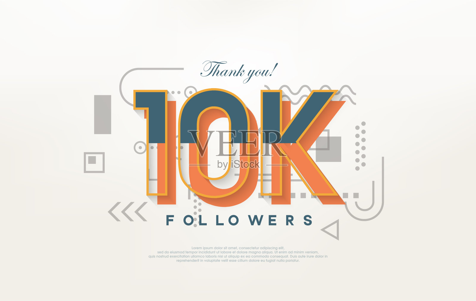 1万粉丝谢谢，配上彩色的卡通数字插图。插画图片素材