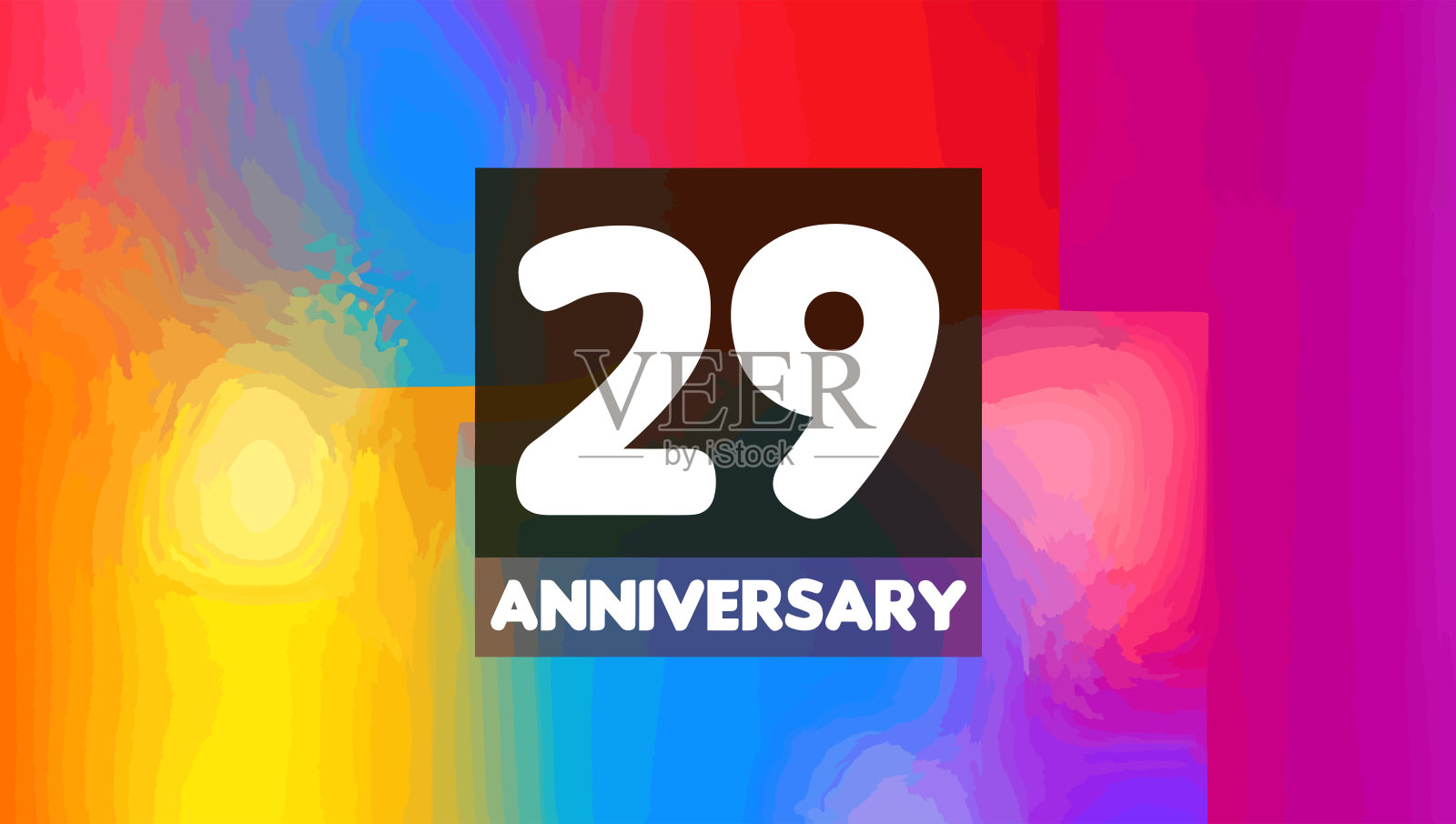 29周年生日庆祝横向彩色背景线和正方形插画图片素材