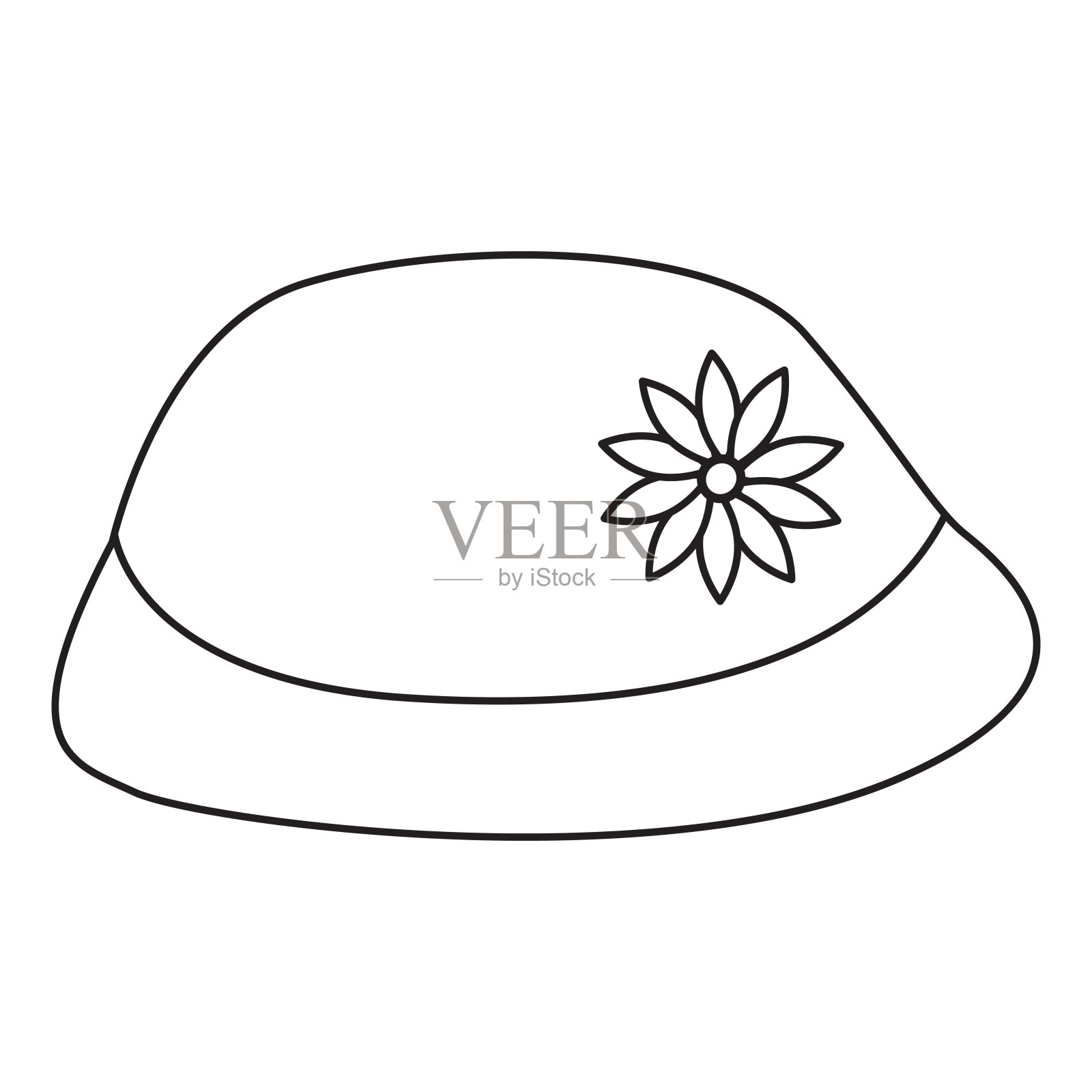 夏日优雅的手绘女式帽子。插画图片素材