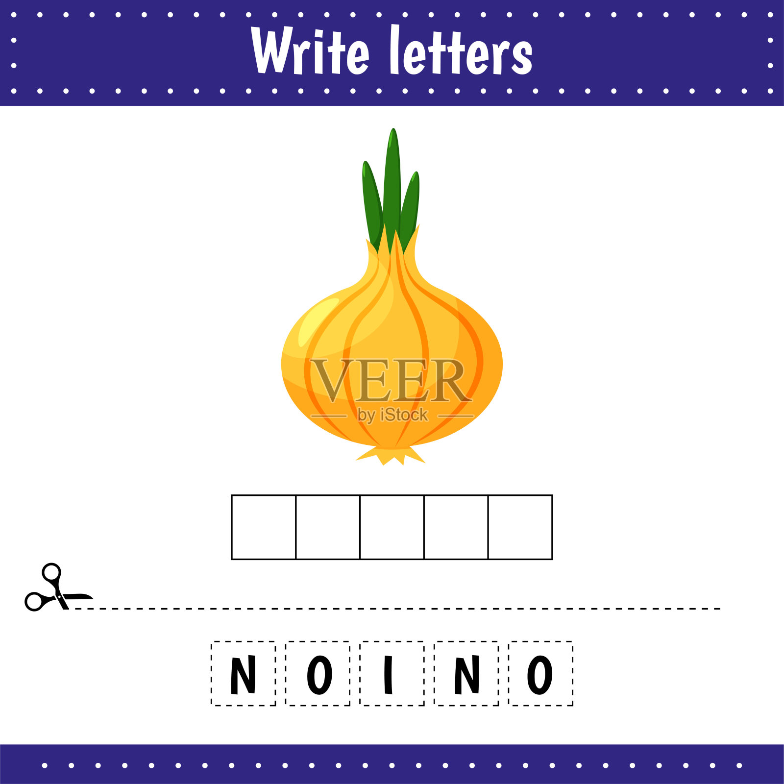 字谜游戏。猜猜这个词。洋葱插画图片素材