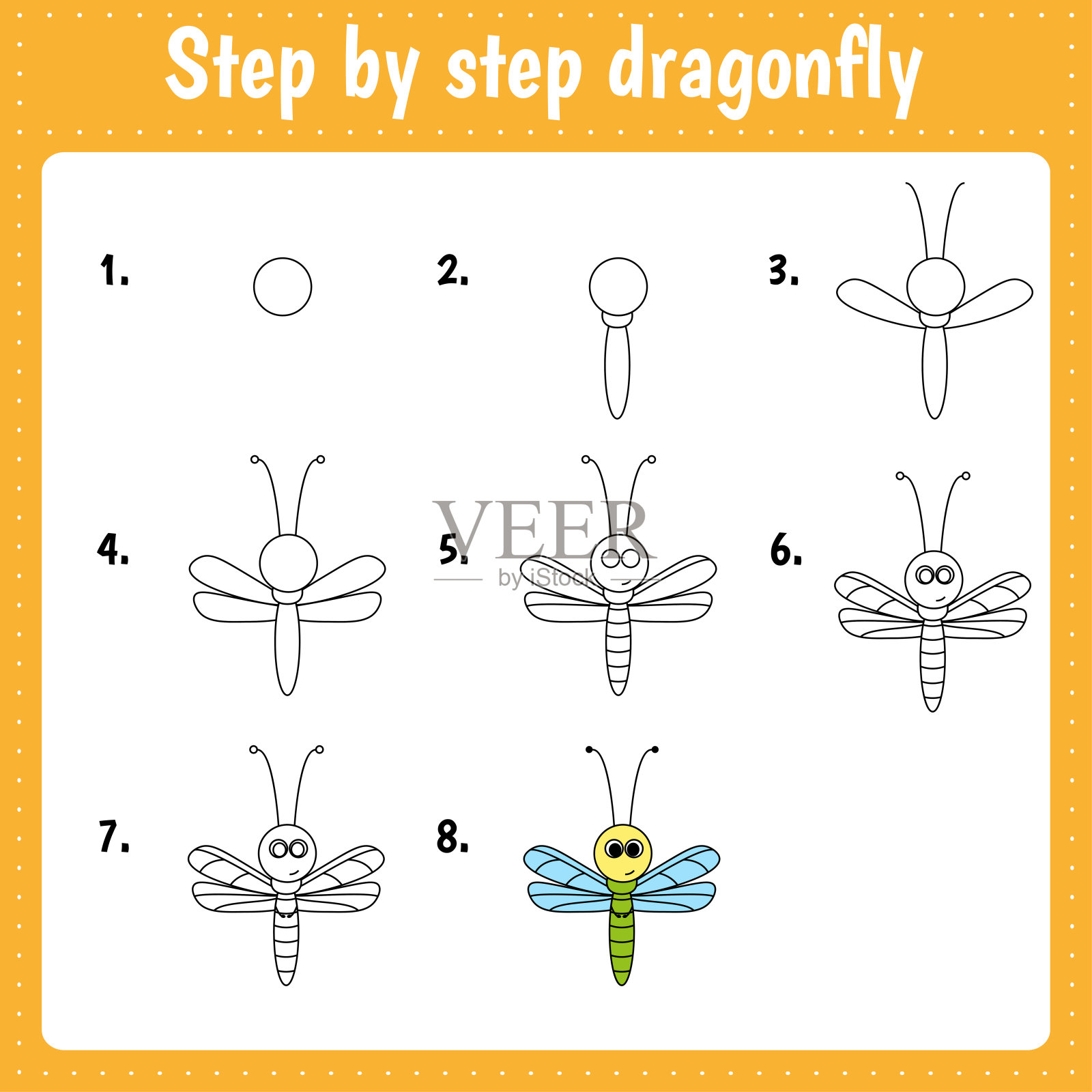 一步一步画蜻蜓插画图片素材