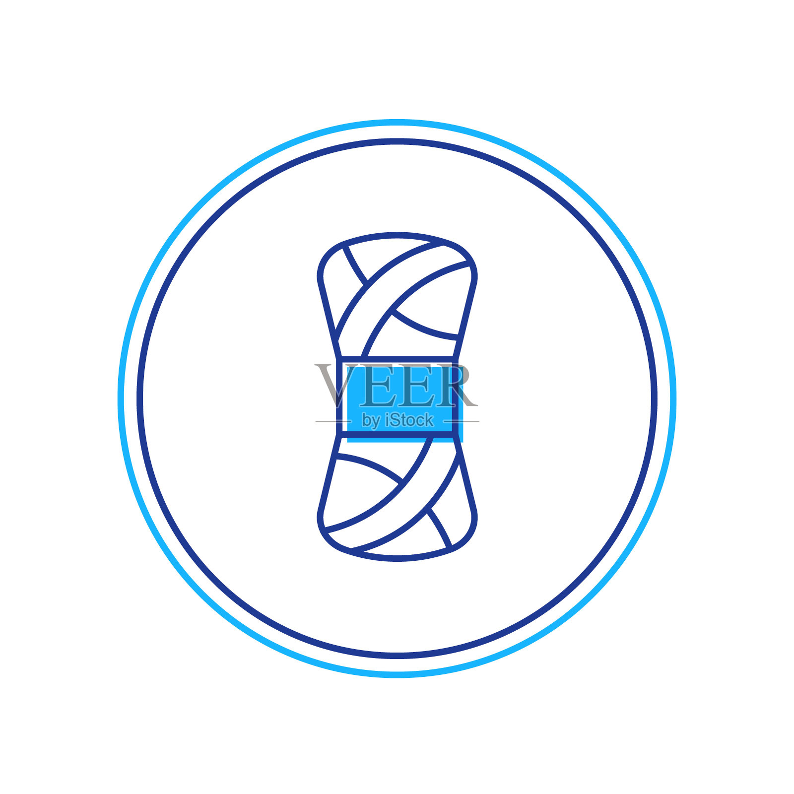 填充轮廓纱图标孤立的白色背景。手工制作，编织或裁缝店的标签。向量插画图片素材