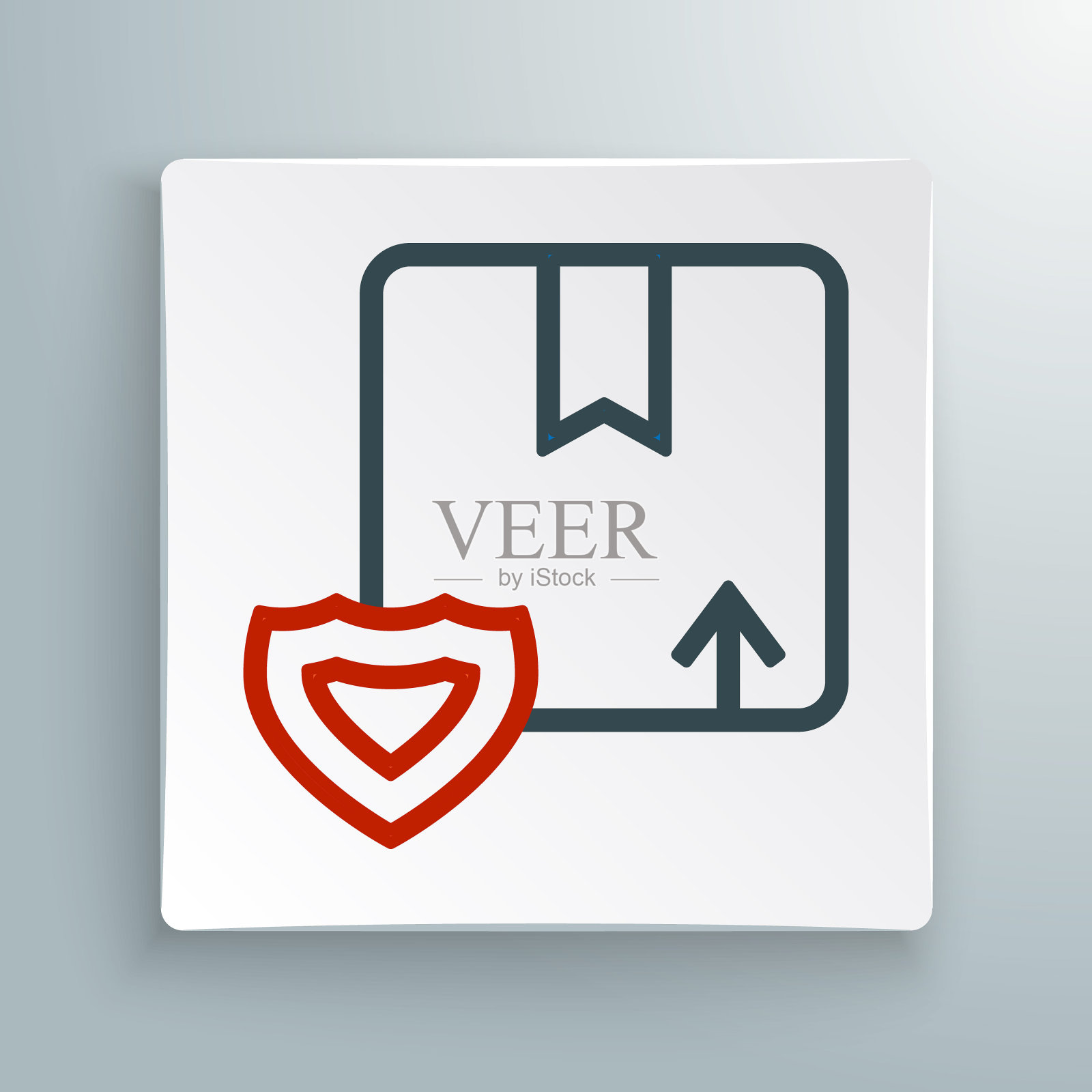 线路交付安全与屏蔽图标隔离在白色背景。交付保险。防护罩外有保险的纸板箱。色彩缤纷的轮廓概念。向量图标素材