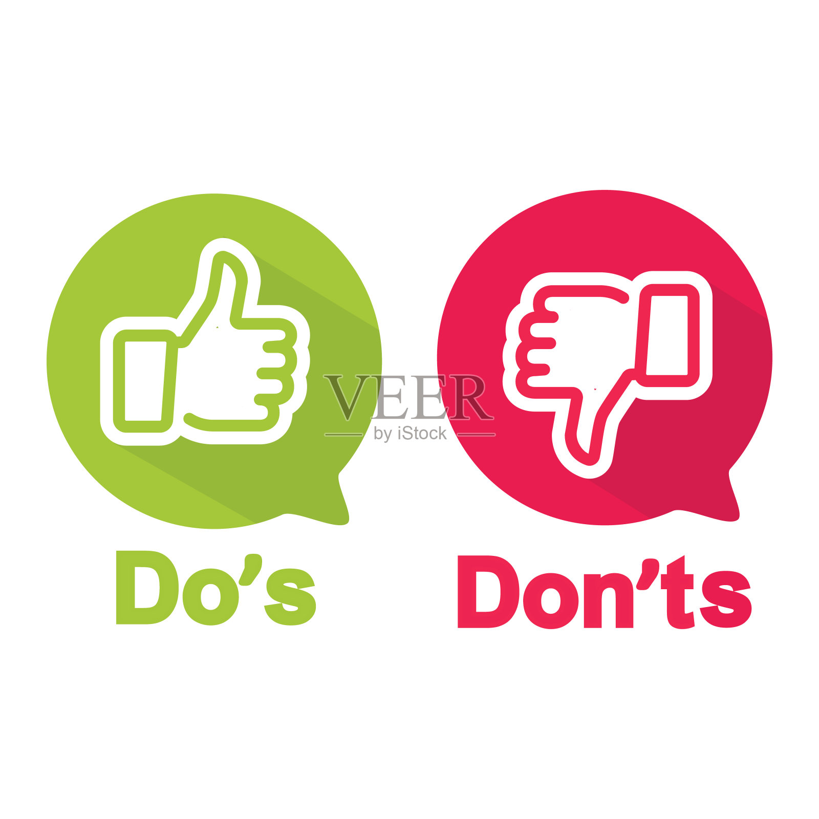 “做”和“不做”图标。打勾和叉。喜欢和不喜欢的符号。插画图片素材