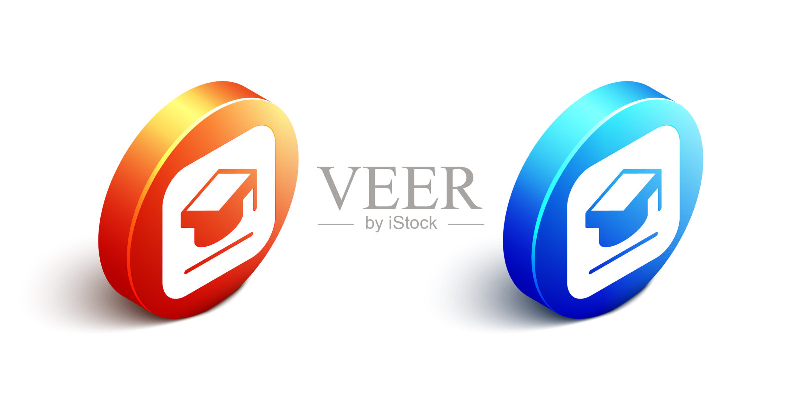 等距毕业帽图标隔离在白色图标素材