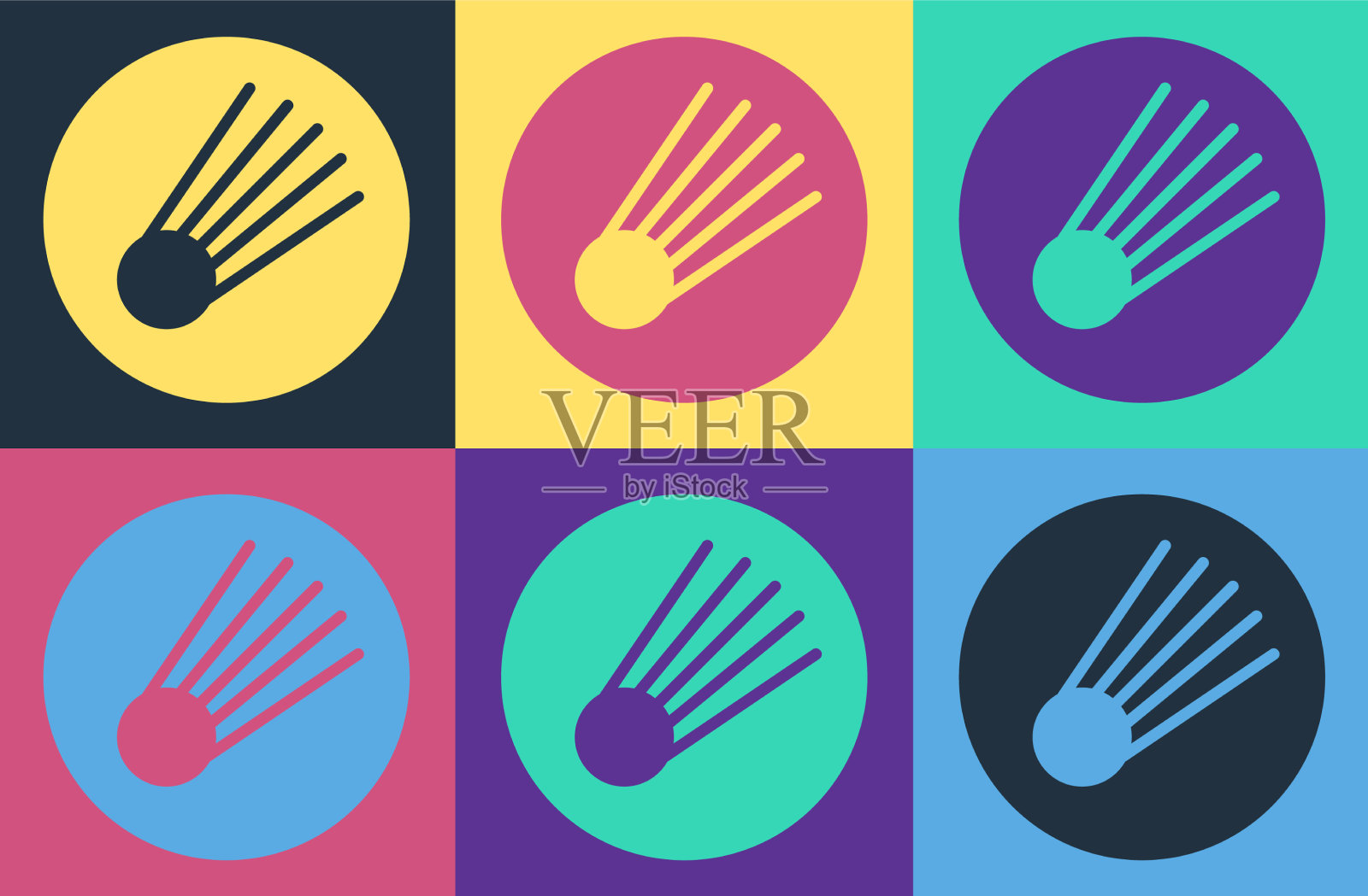 波普艺术彗星坠落的快速图标孤立上图标素材