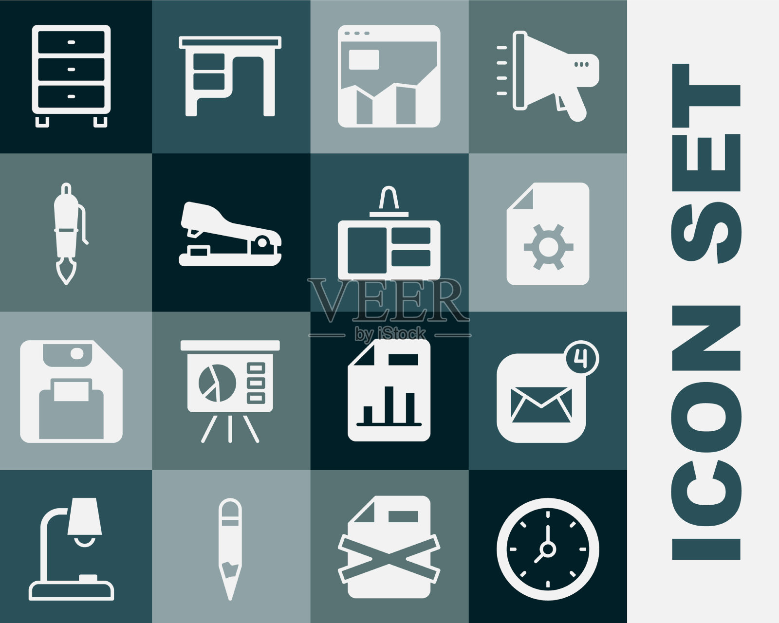 设置时钟信封文档设置图形图标素材