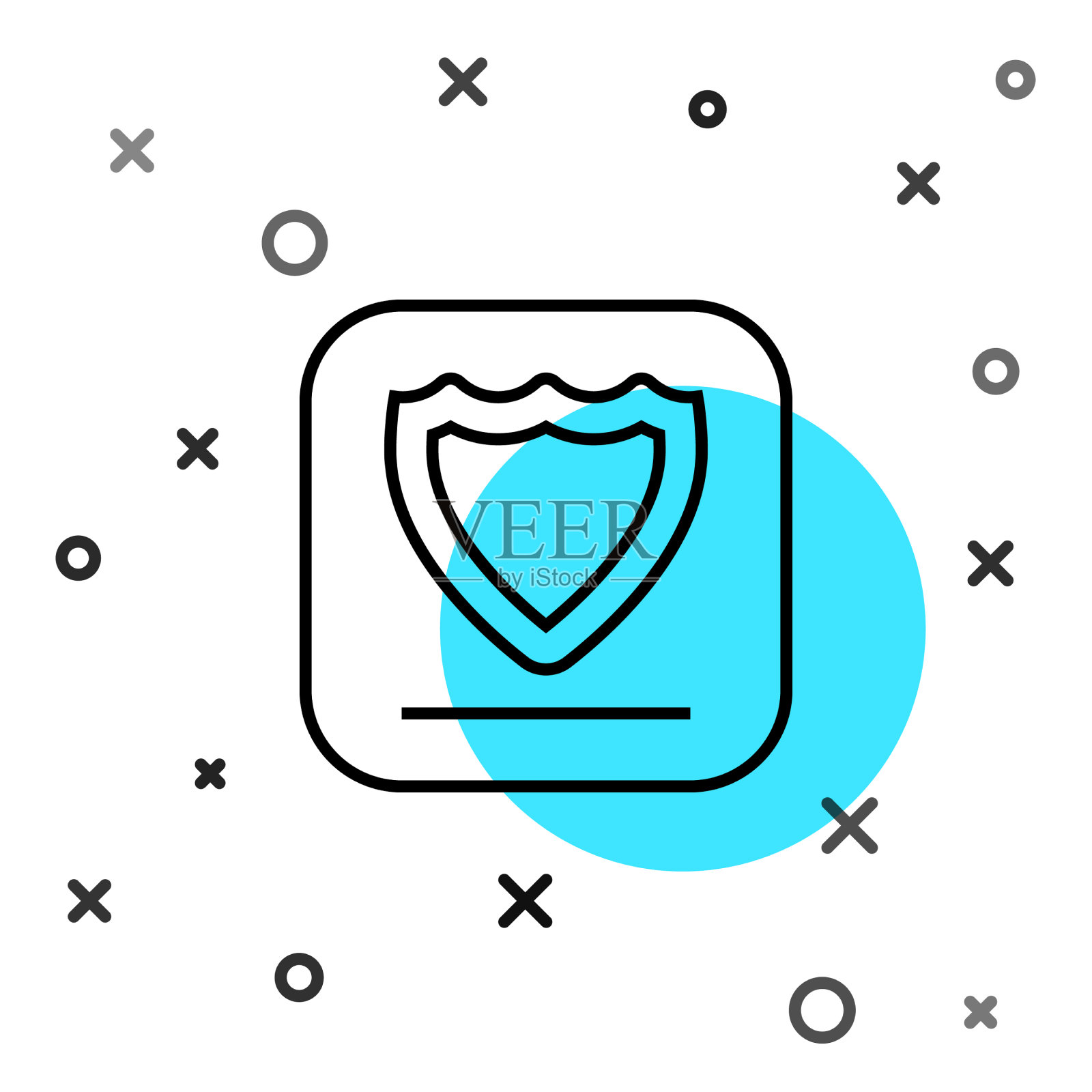 黑线屏蔽图标孤立在白色图标素材