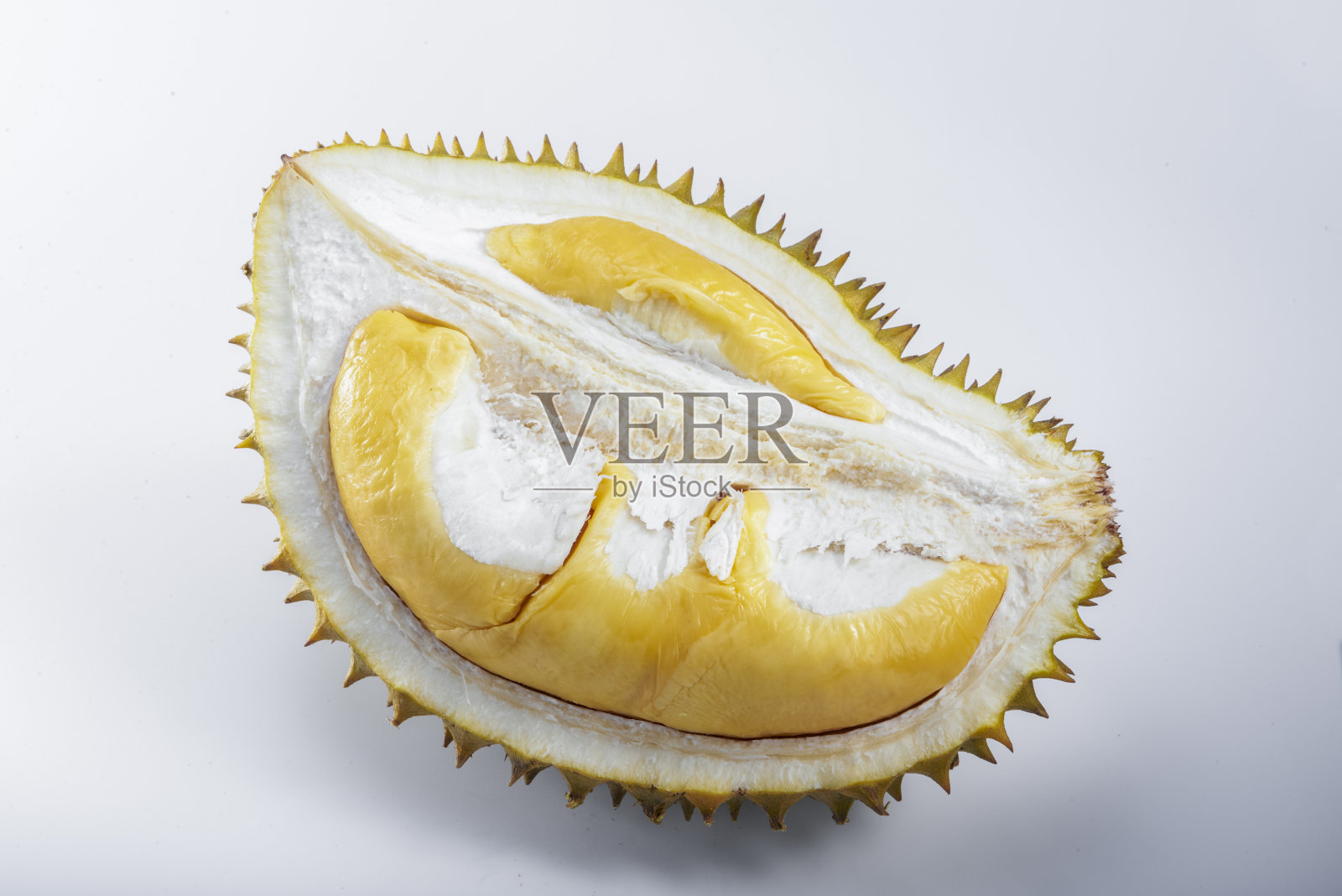 剖开的成熟榴莲果肉特写照片摄影图片