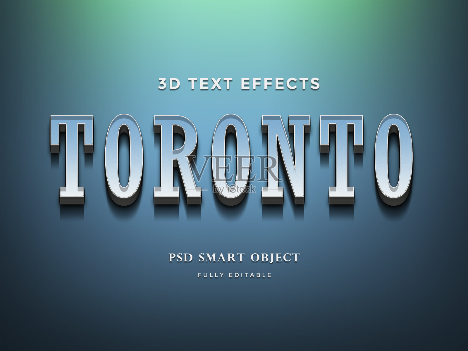 多伦多市的3D文本效果设计模板。照片摄影图片