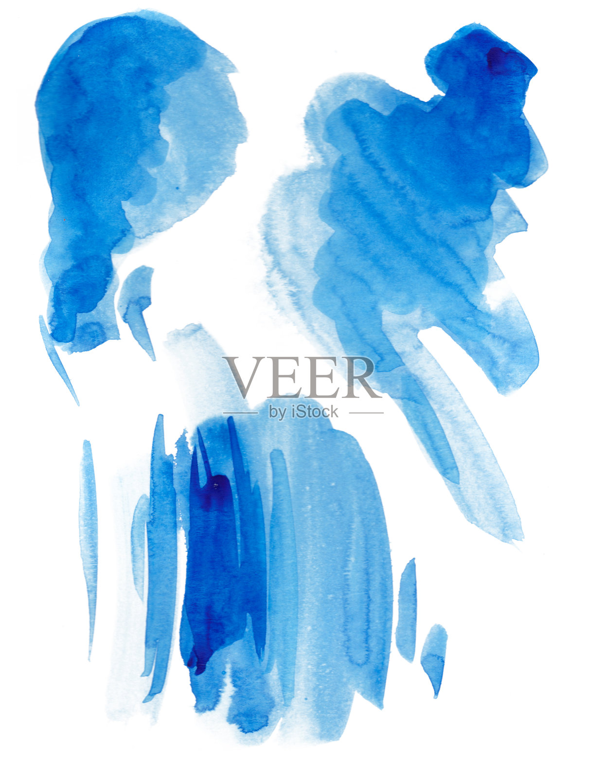 一组抽象的水彩画笔触绘制的背景。水彩元素为您的设计。插画图片素材