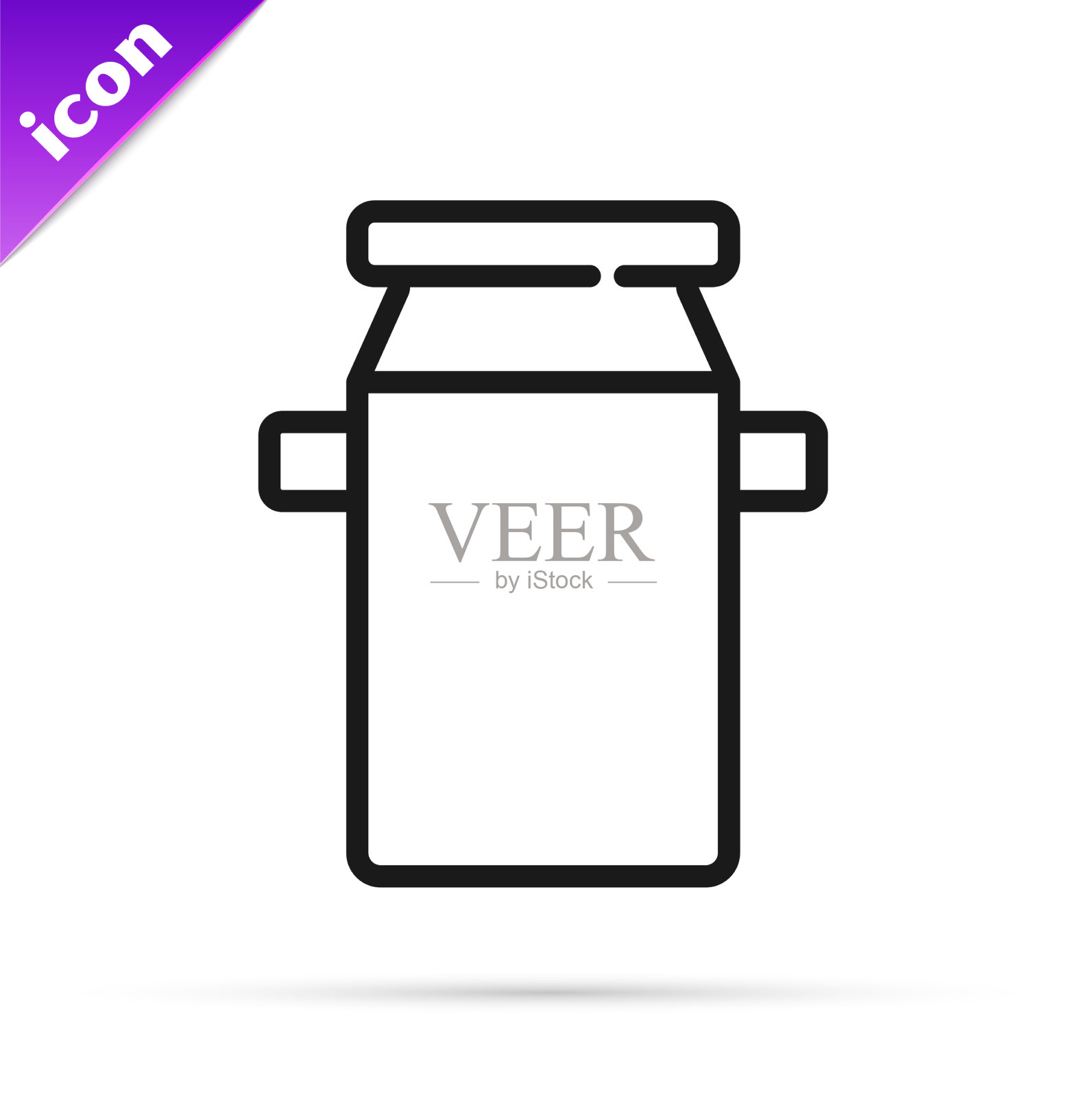 黑线罐头容器上的牛奶图标隔离插画图片素材