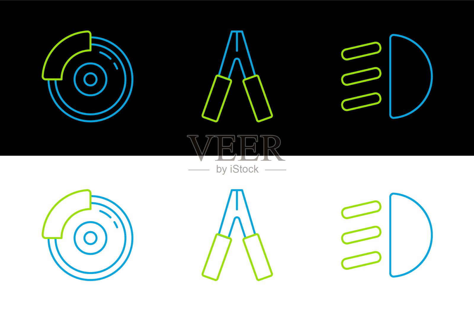 设置带卡钳的直线远光灯汽车制动盘图标素材