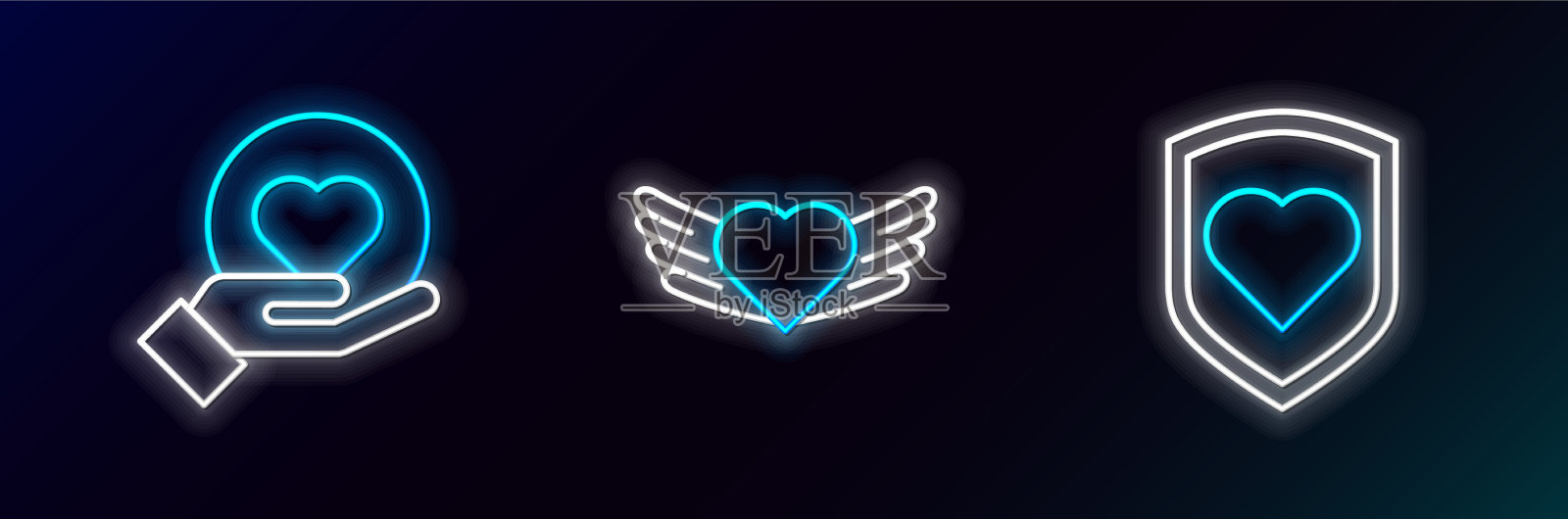 设置线心与盾在手和翅膀图标图标素材