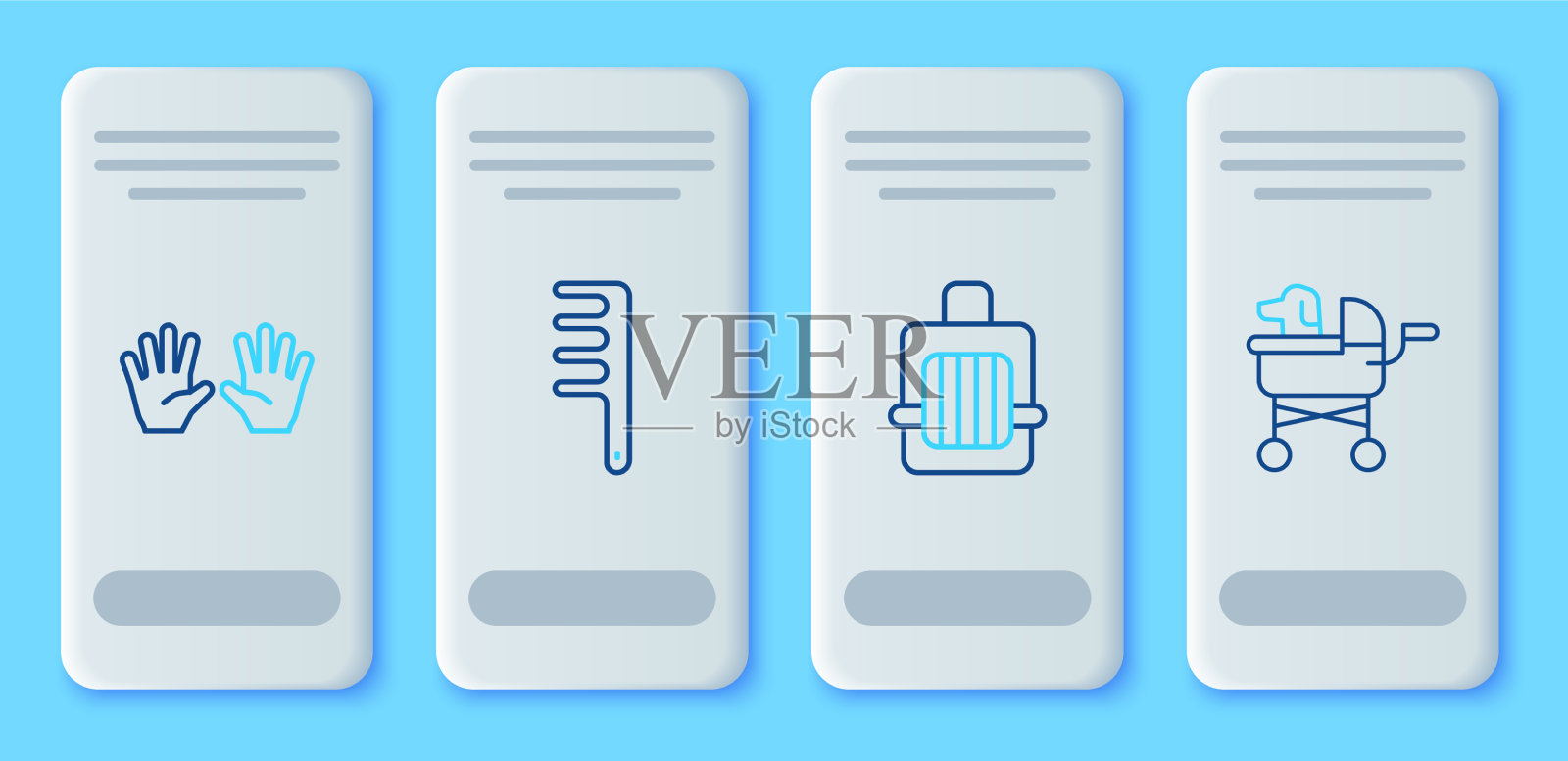 设置线毛刷狗和猫宠物携带图标素材