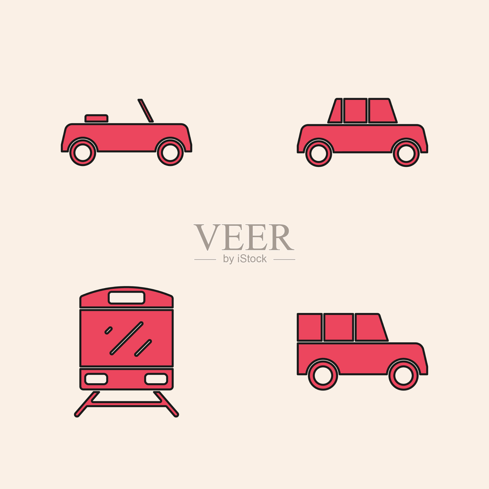 设置汽车和火车图标图标素材