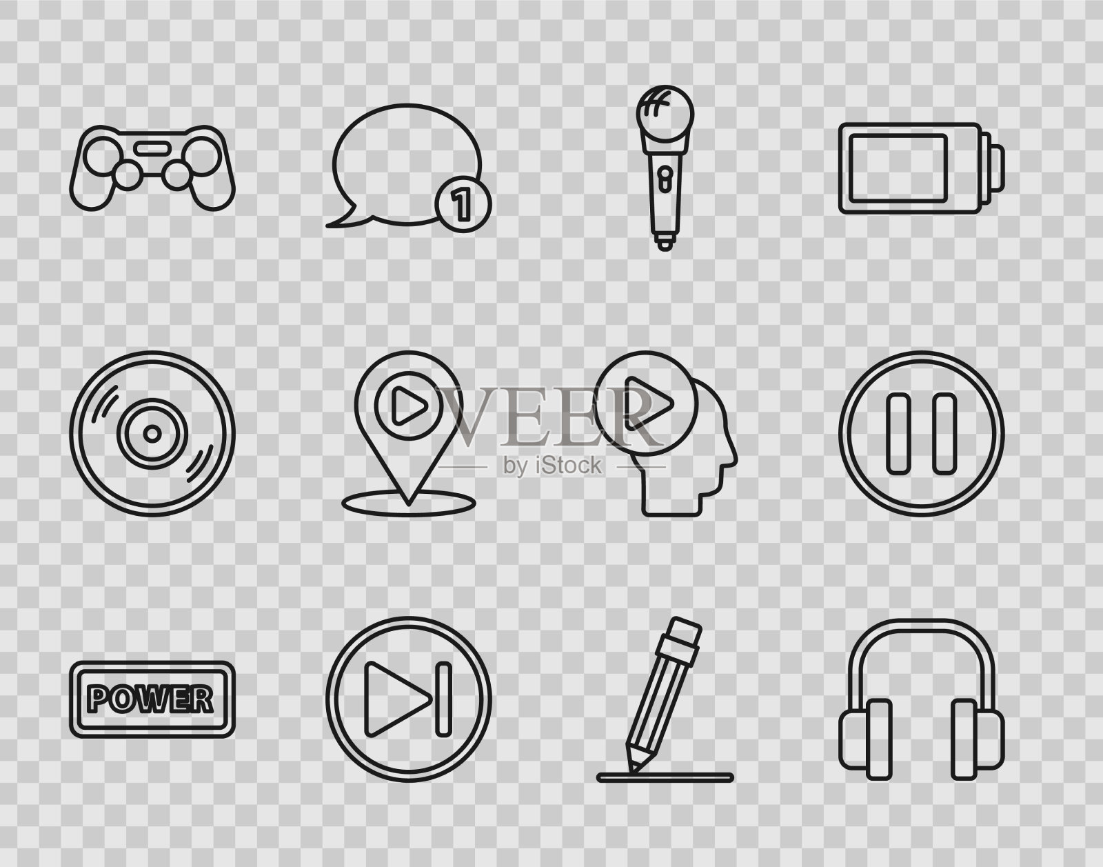设置线路电源按钮耳机麦克风图标素材