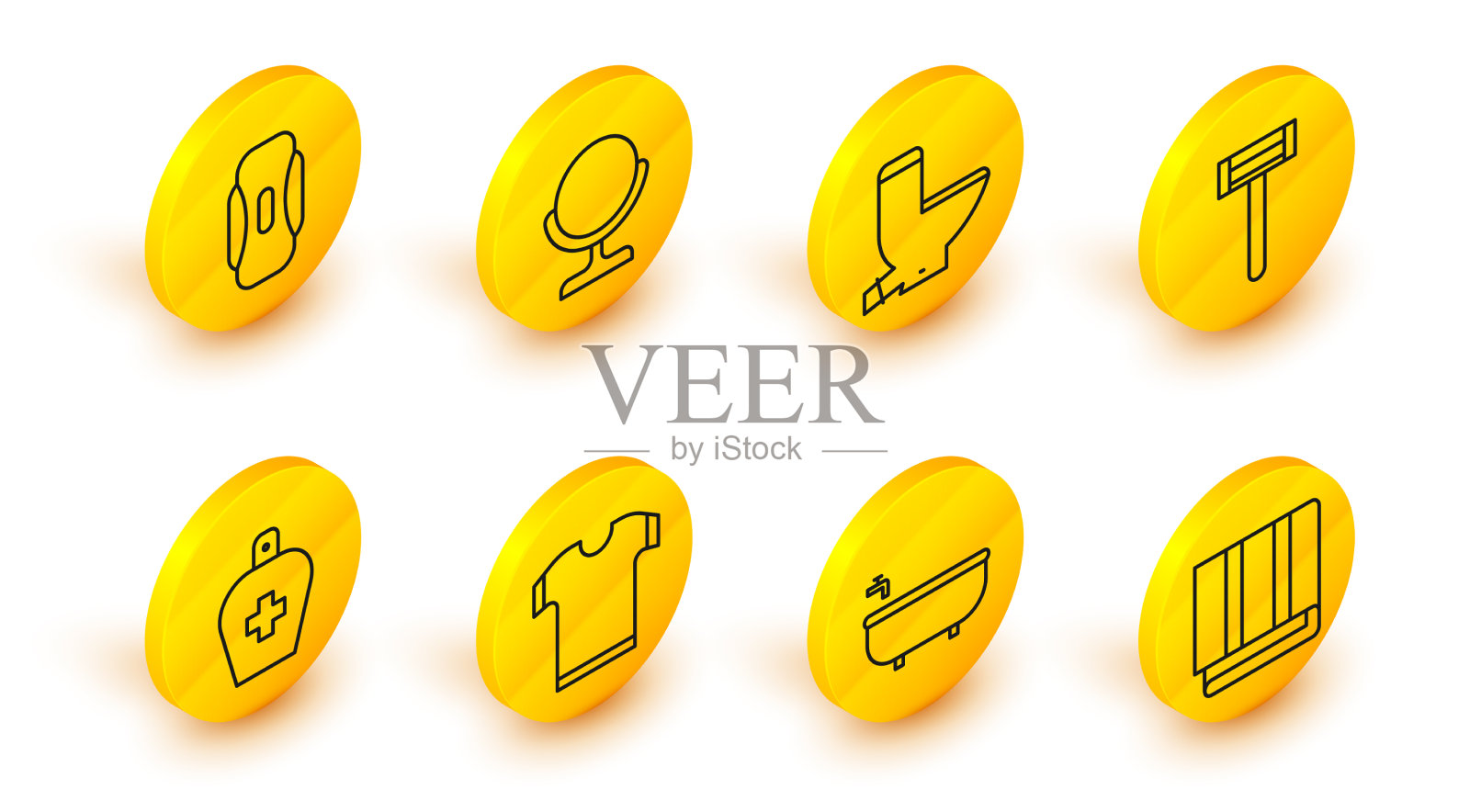 集线毛巾叠浴缸t恤瓶图标素材