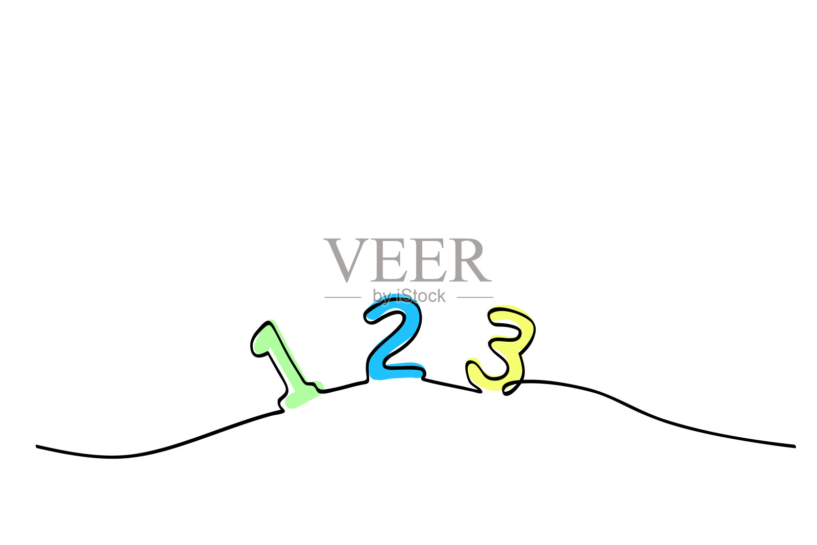 矢量草图编号1 2 3，单线为设计元素插画图片素材