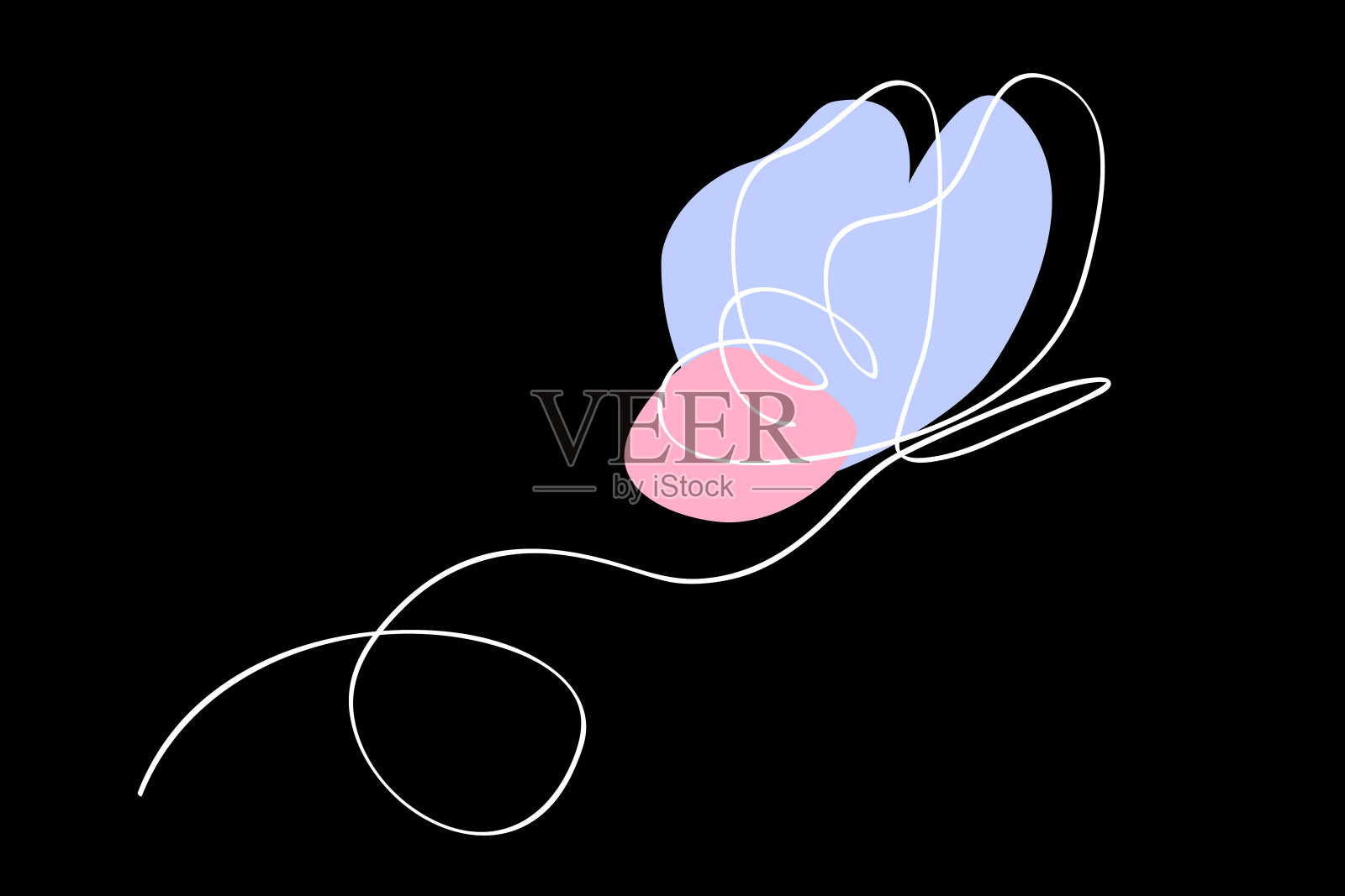 矢量简单的单只或单只连续飞蝶插画图片素材