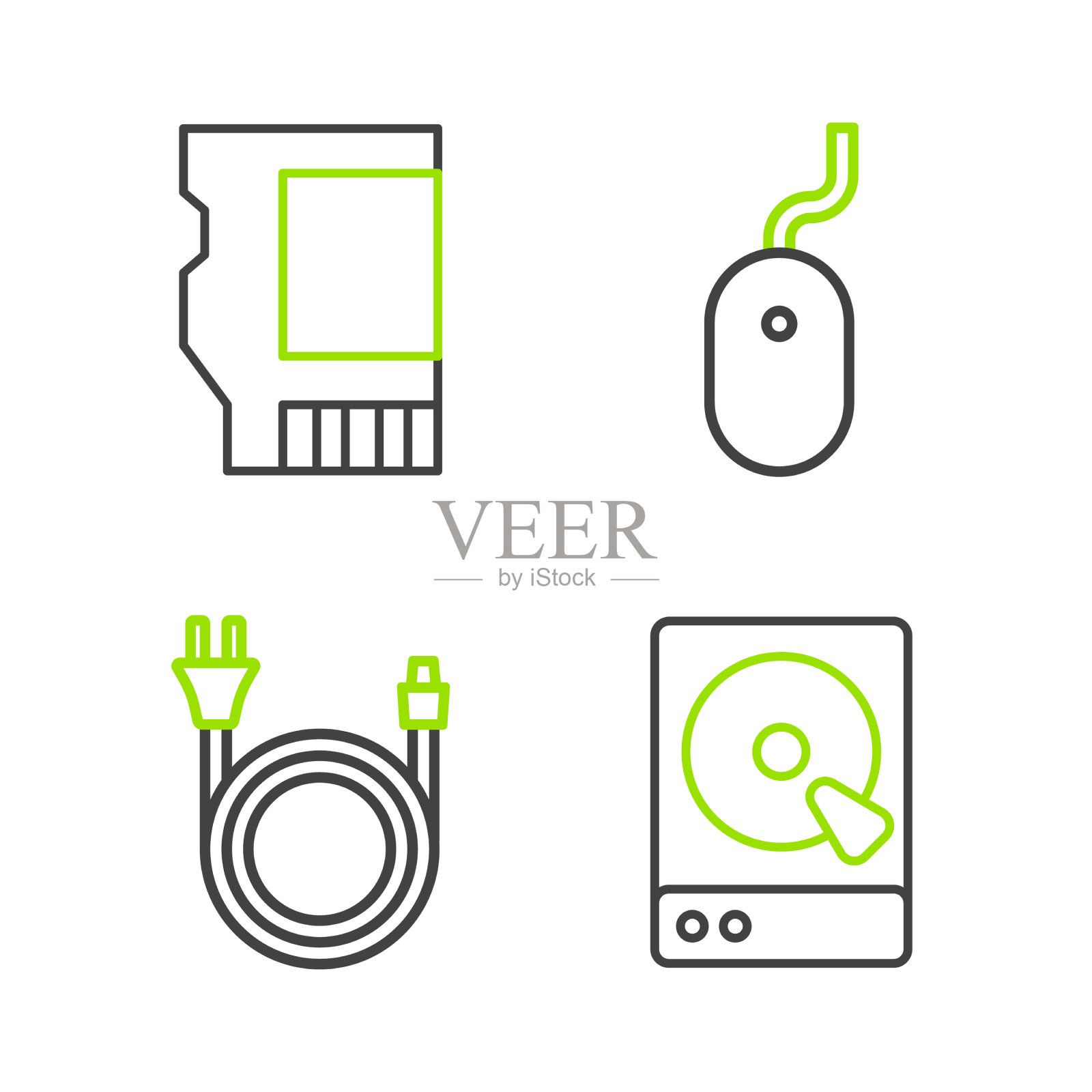 设置线路硬盘驱动器HDD电插头图标素材