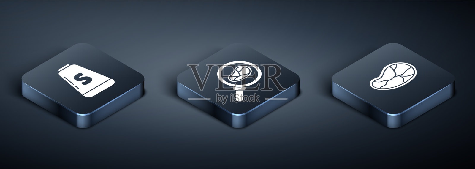 设等量盐牛排肉和牛排肉图标素材