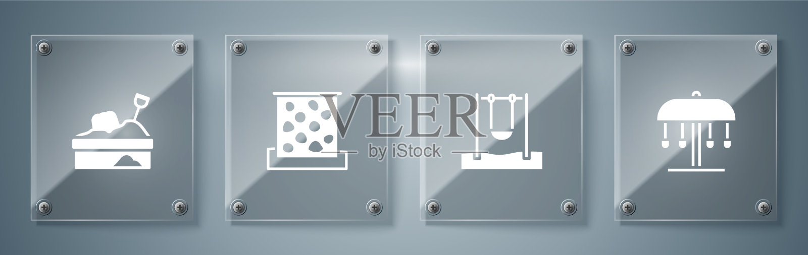 设置景点旋转木马、秋千、攀岩墙等图标素材