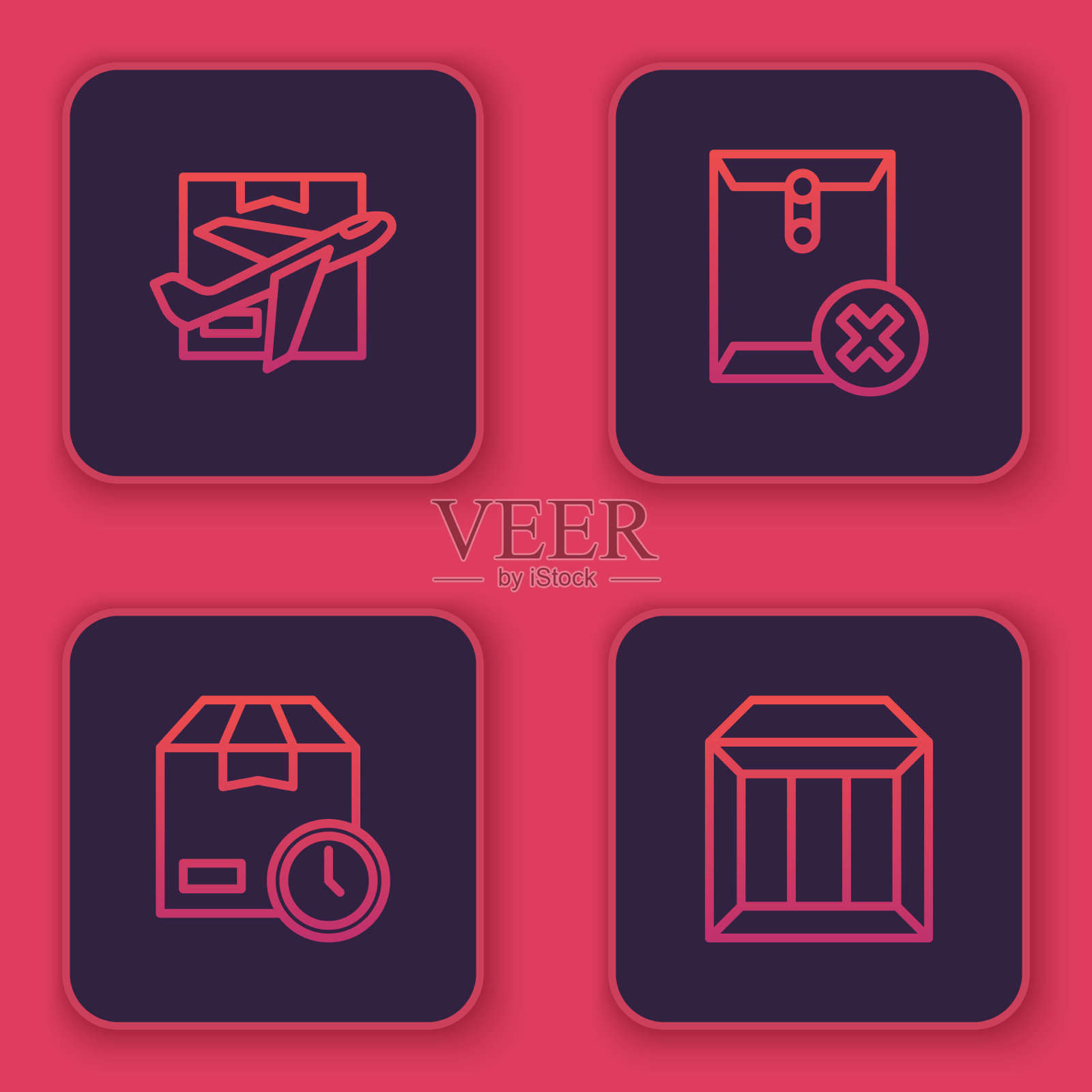 设线平面与纸箱纸板配合图标素材