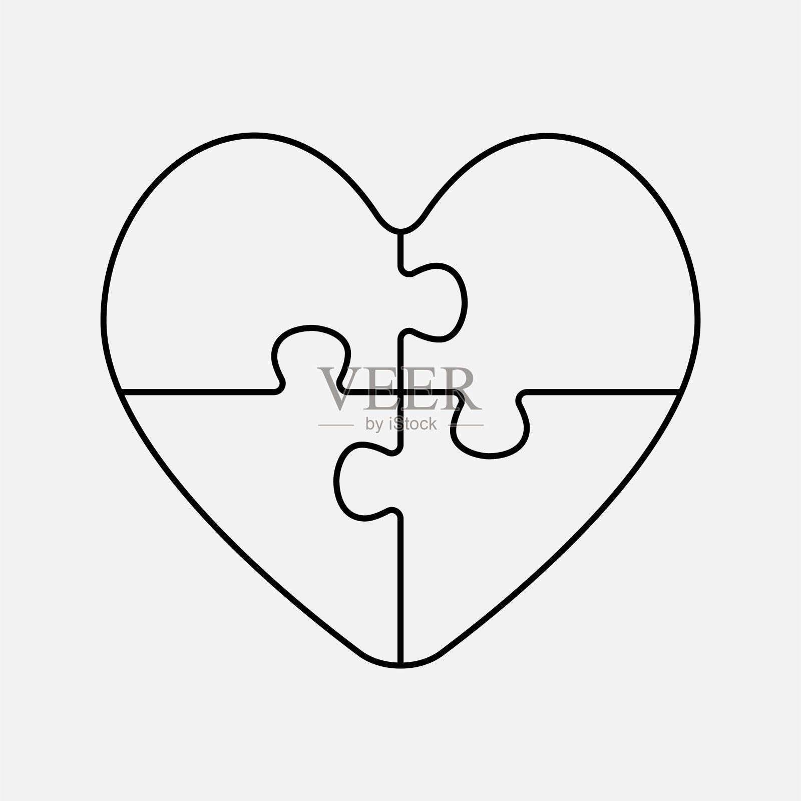 图信息图的4个步骤，心脏拼图插画图片素材