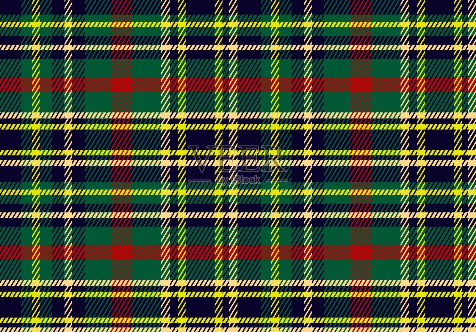 格纹几何无缝设计。织物纺织格子布斯图尔特苏格兰花呢花呢羽绒被瓦。背景苏格兰方格呢羊毛围巾条纹和复古的斯图尔特纺织品风格。
texturecloth。插画图片素材