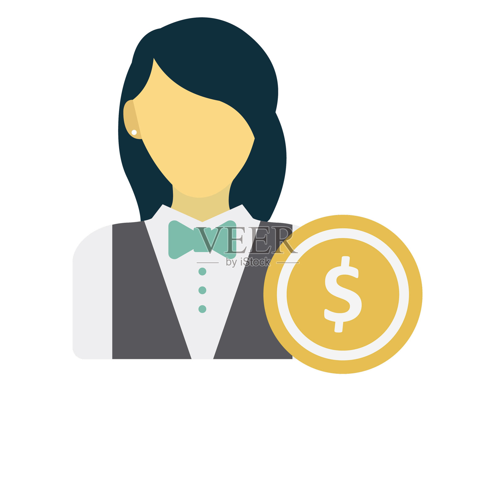 女商人，企业家孤立的矢量图标，可以很容易地修改或编辑插画图片素材