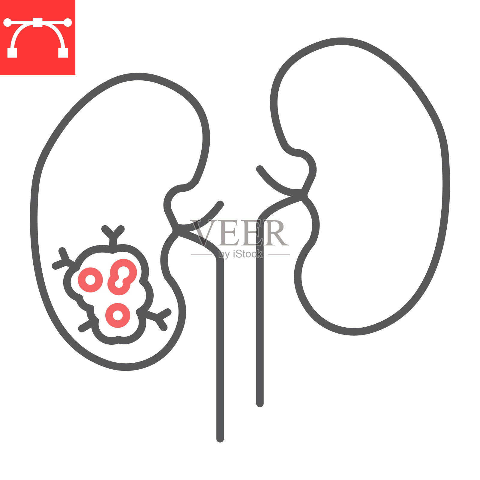 肾癌线图标插画图片素材