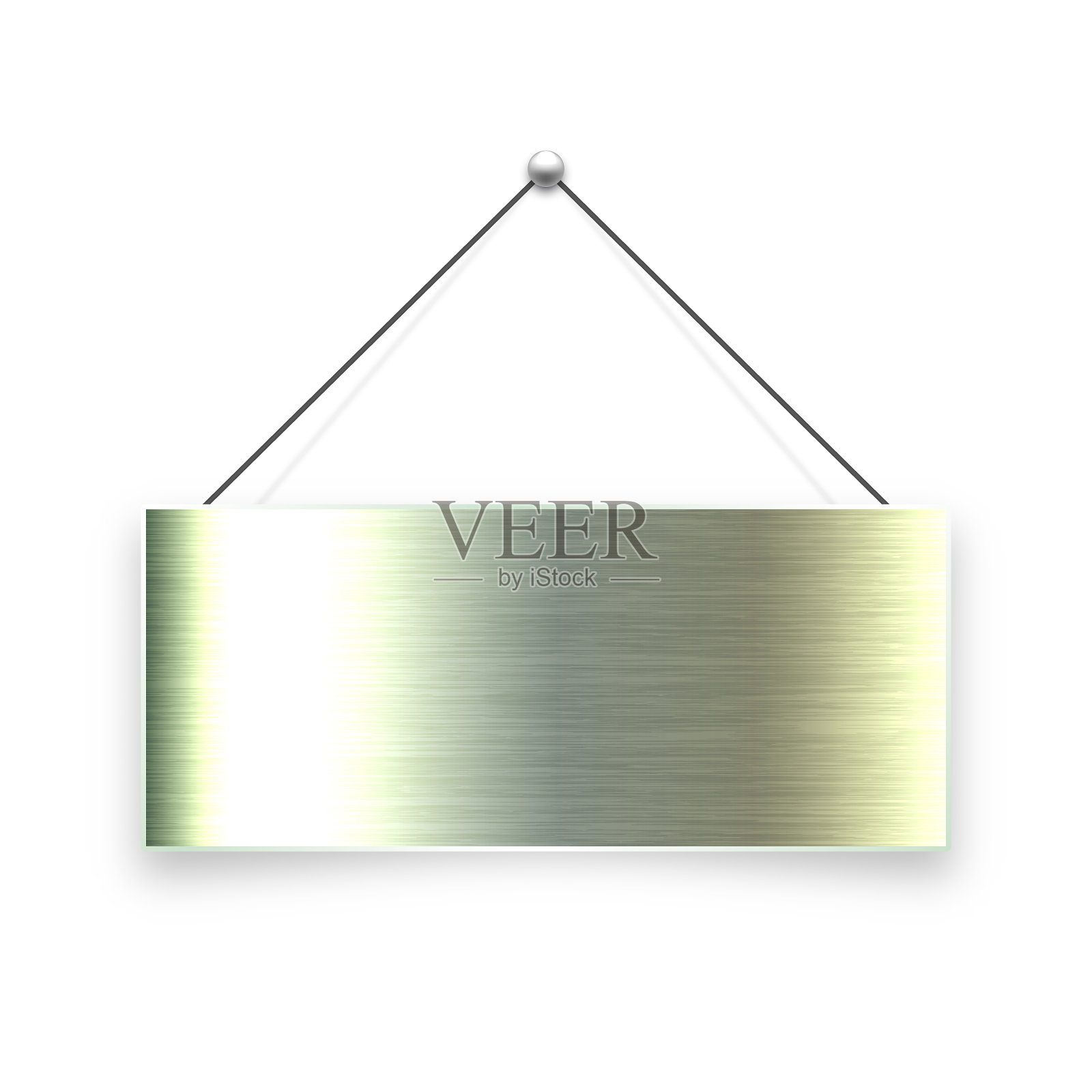 拉丝金属毛坯悬挂招牌。复古门标志的咖啡馆，餐厅，酒吧或零售商店。公告横幅、商业或服务信息标牌。矢量图插画图片素材