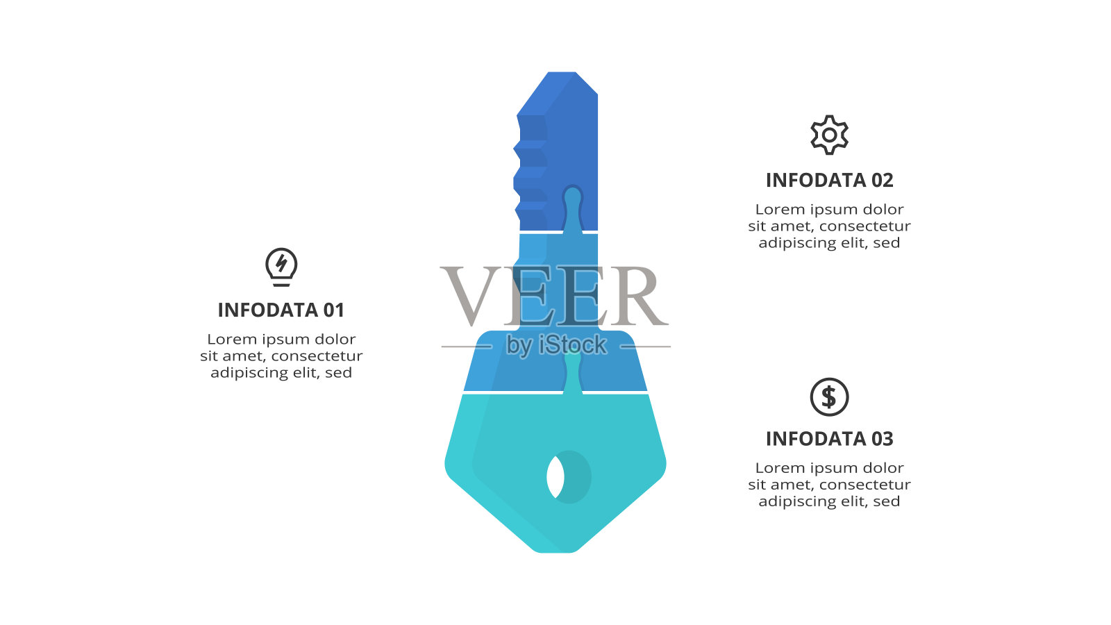 关键概念的信息图与3个步骤，选项，部分或过程。业务数据可视化。插画图片素材
