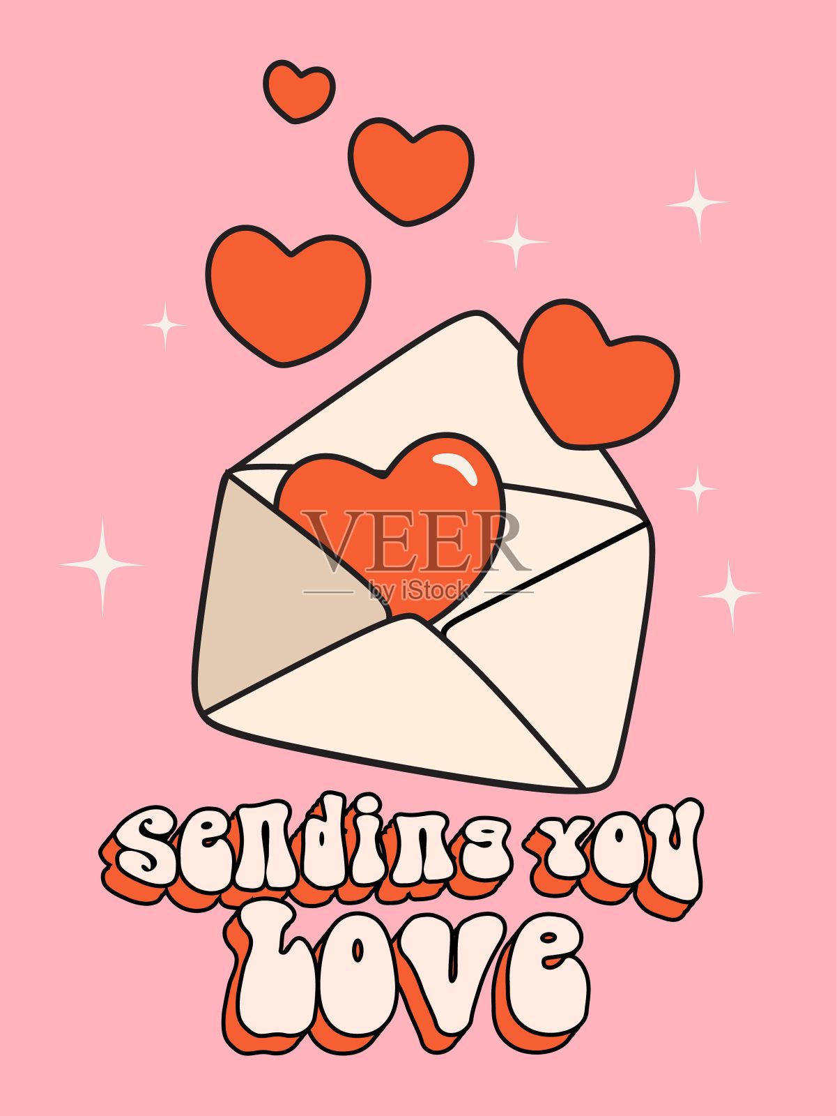 情人节爱心信封矢量图插画图片素材