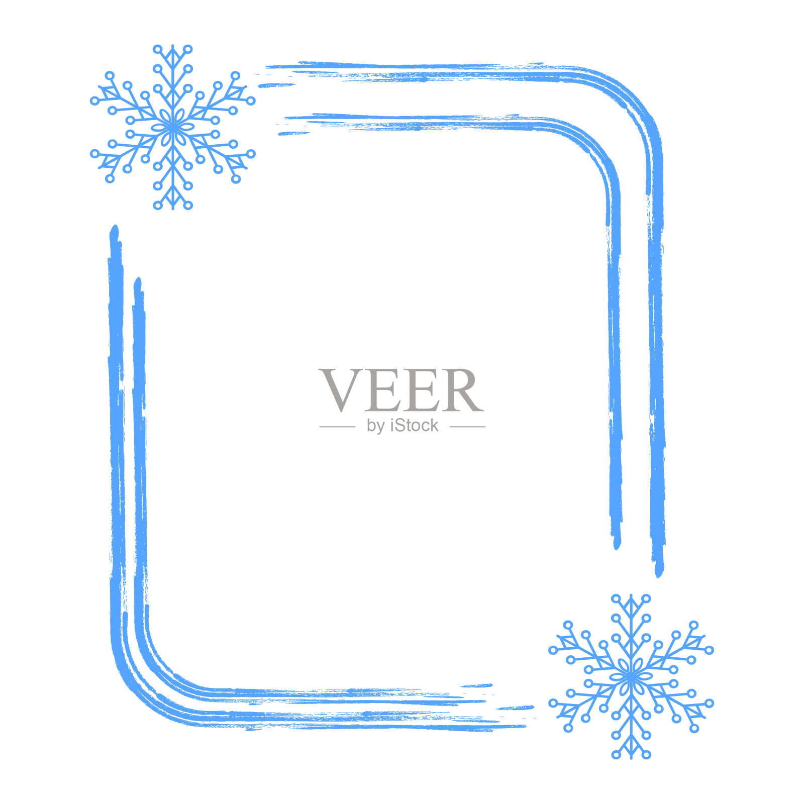 一套蓝色背景的圣诞相框。矢量图插画图片素材