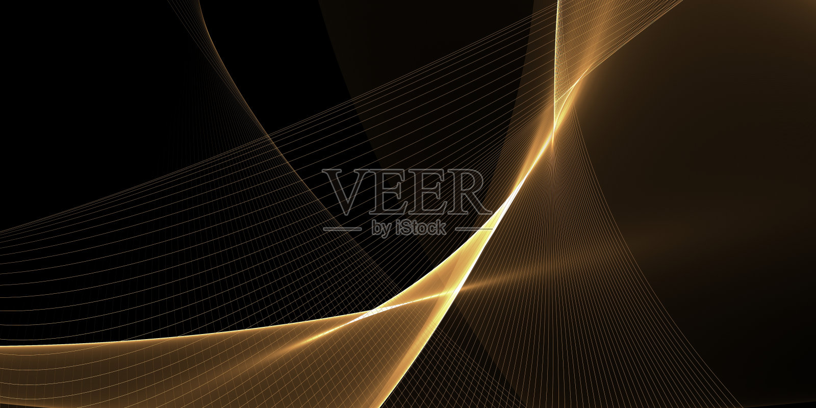 黑色底色金色波浪，奢华现代概念照片摄影图片