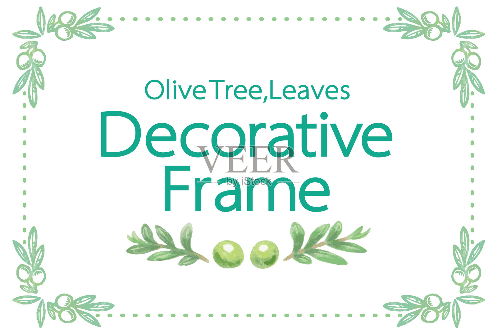 设计模板与水彩橄榄。矢量插图。插画图片素材
