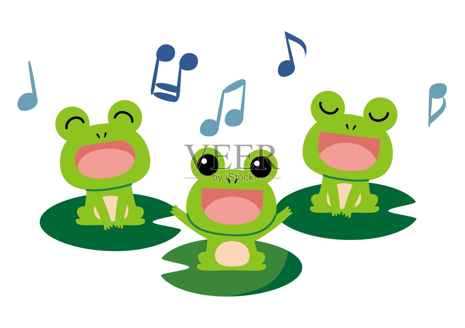 可爱的青蛙唱歌的插图插画图片素材