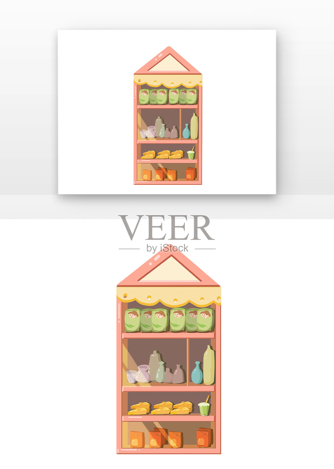 超市手绘货架设计元素图片