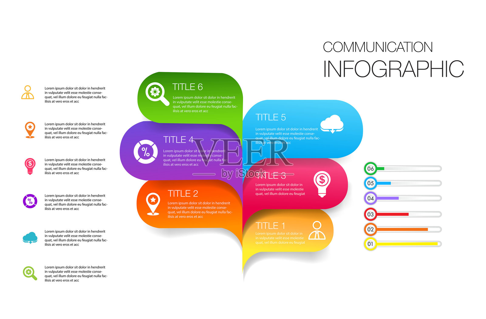 6选项彩色气泡语音信息图插画图片素材