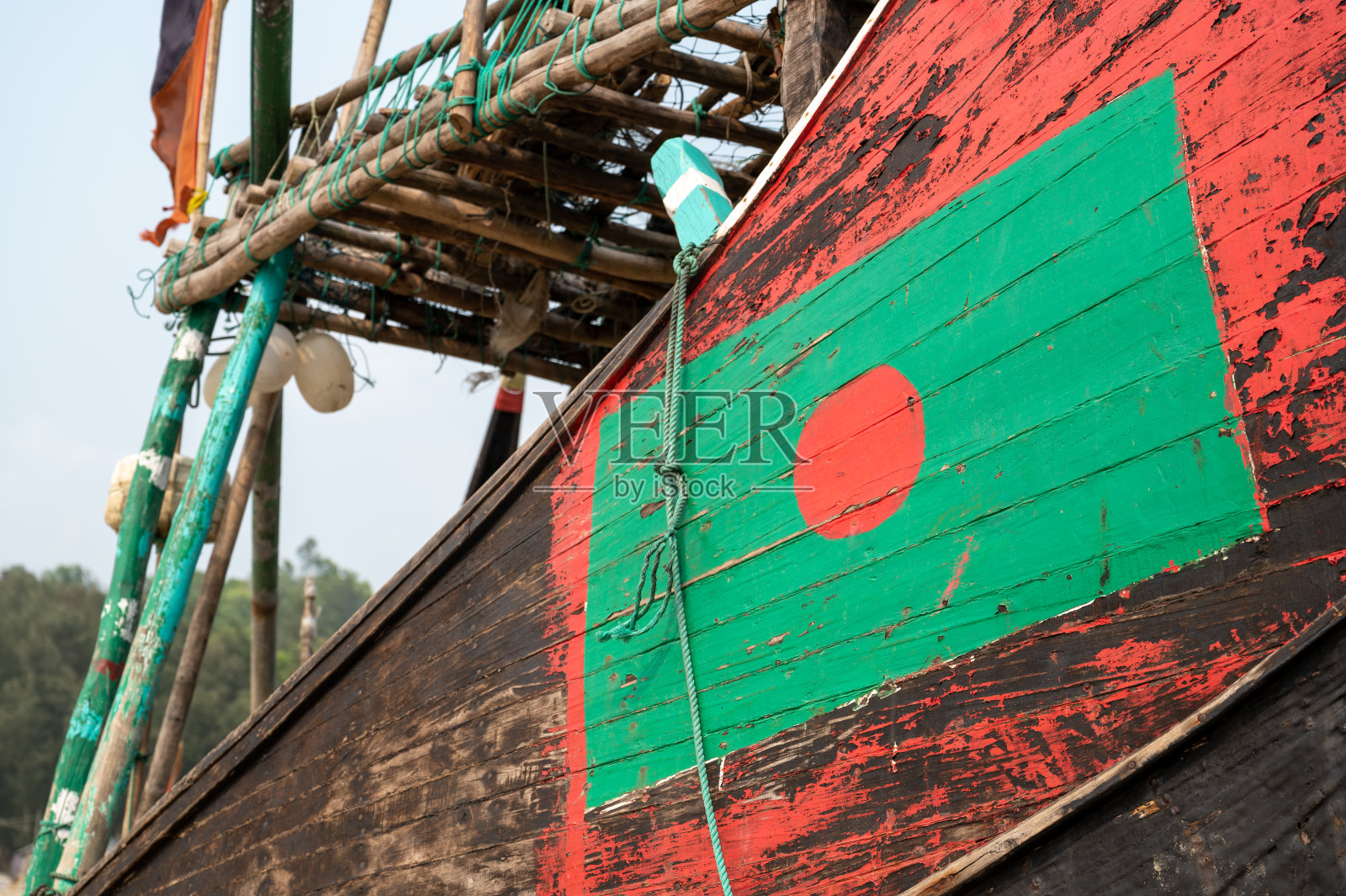 传统的孟加拉月船，考克斯巴扎尔，孟加拉国照片摄影图片