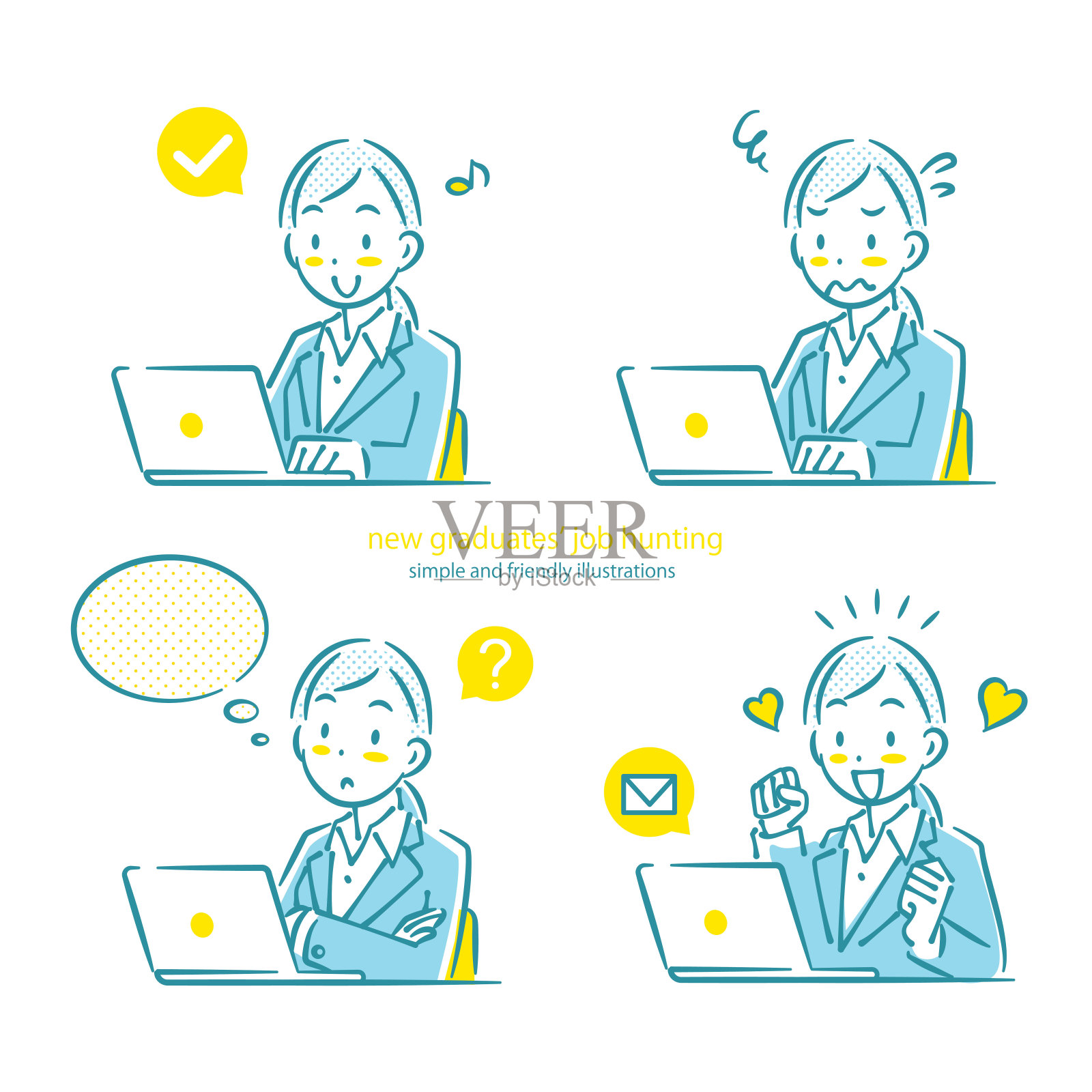 应届毕业生求职，提纲插图插画图片素材