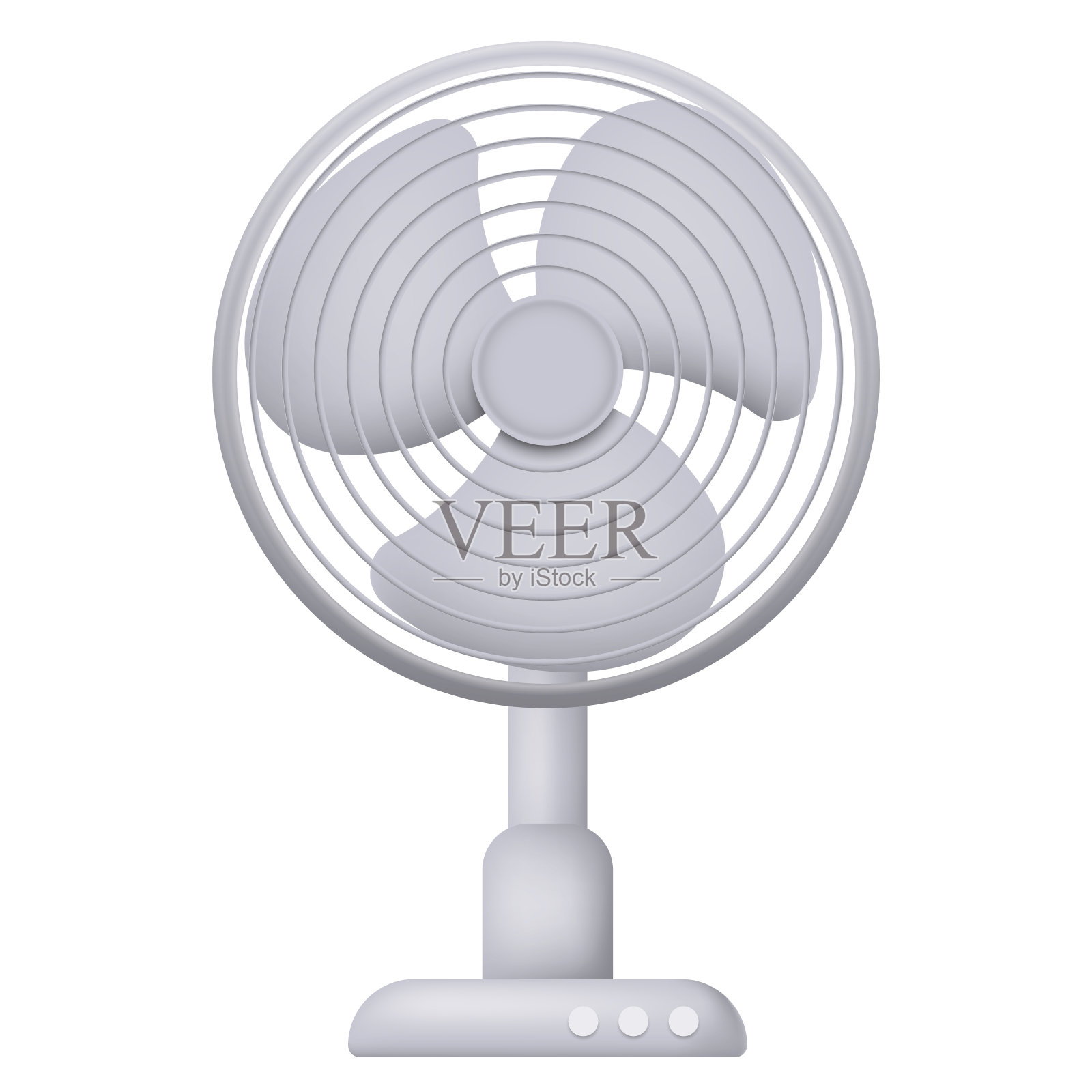 便携式现代电风扇隔离在白色背景。矢量插图。插画图片素材