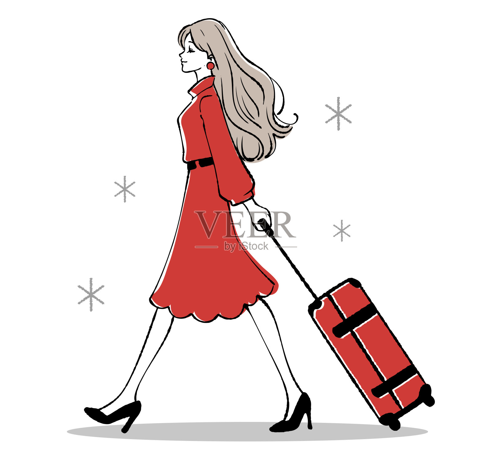 女士旅行箱，女士旅行箱，旅行箱，旅行，插图，材料，商务旅行，旅行，海外，度假，包，旅游用品，旅行，航班，假期，行李箱，冒险，旅游，观光，度假，全球，运动，航空，背包客，航空公司插画图片素材