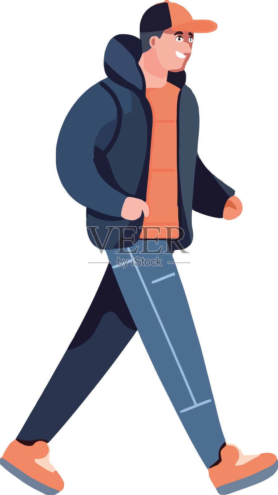 人们穿着冬天的服装行走设计元素图片