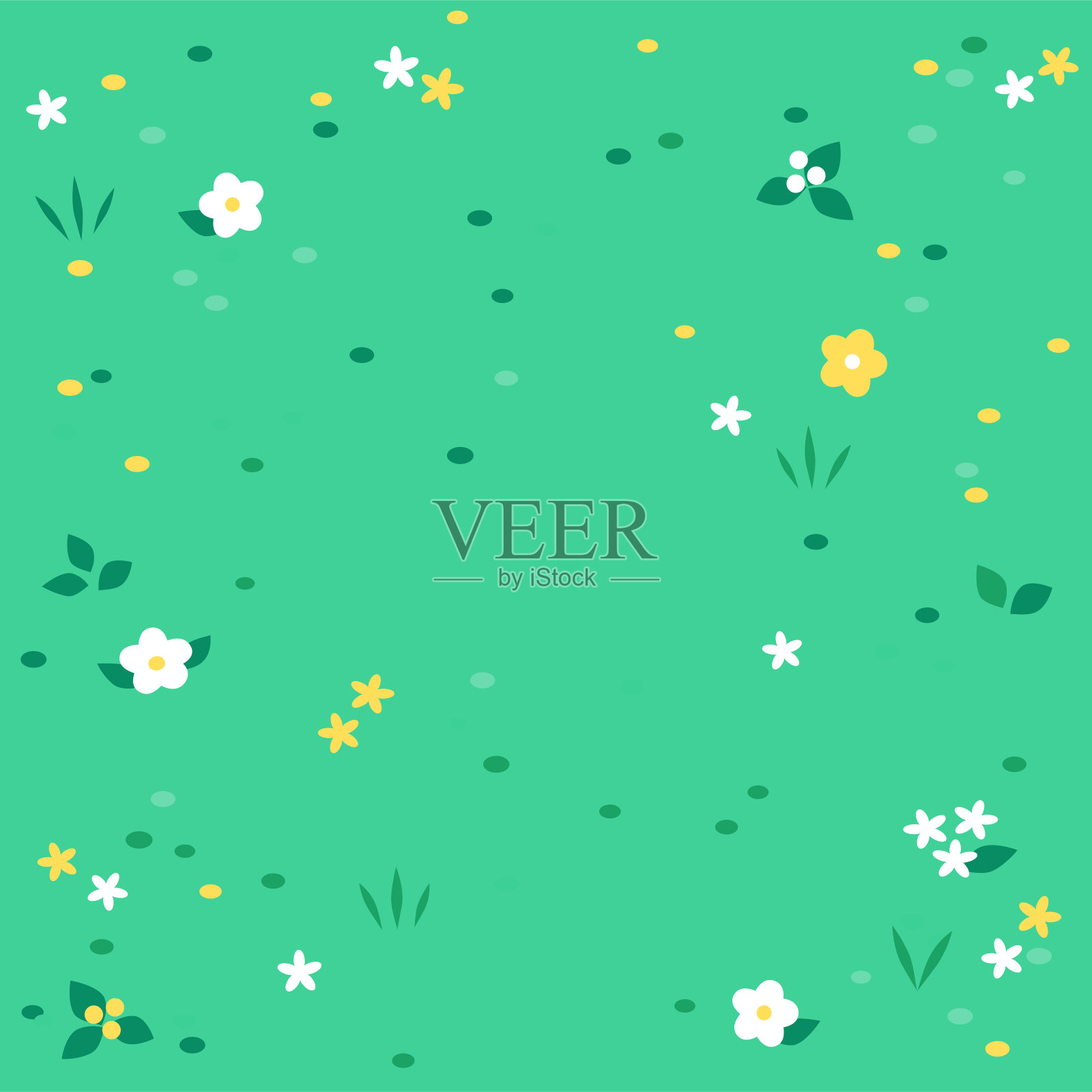 可爱而多彩的草原插画图片素材