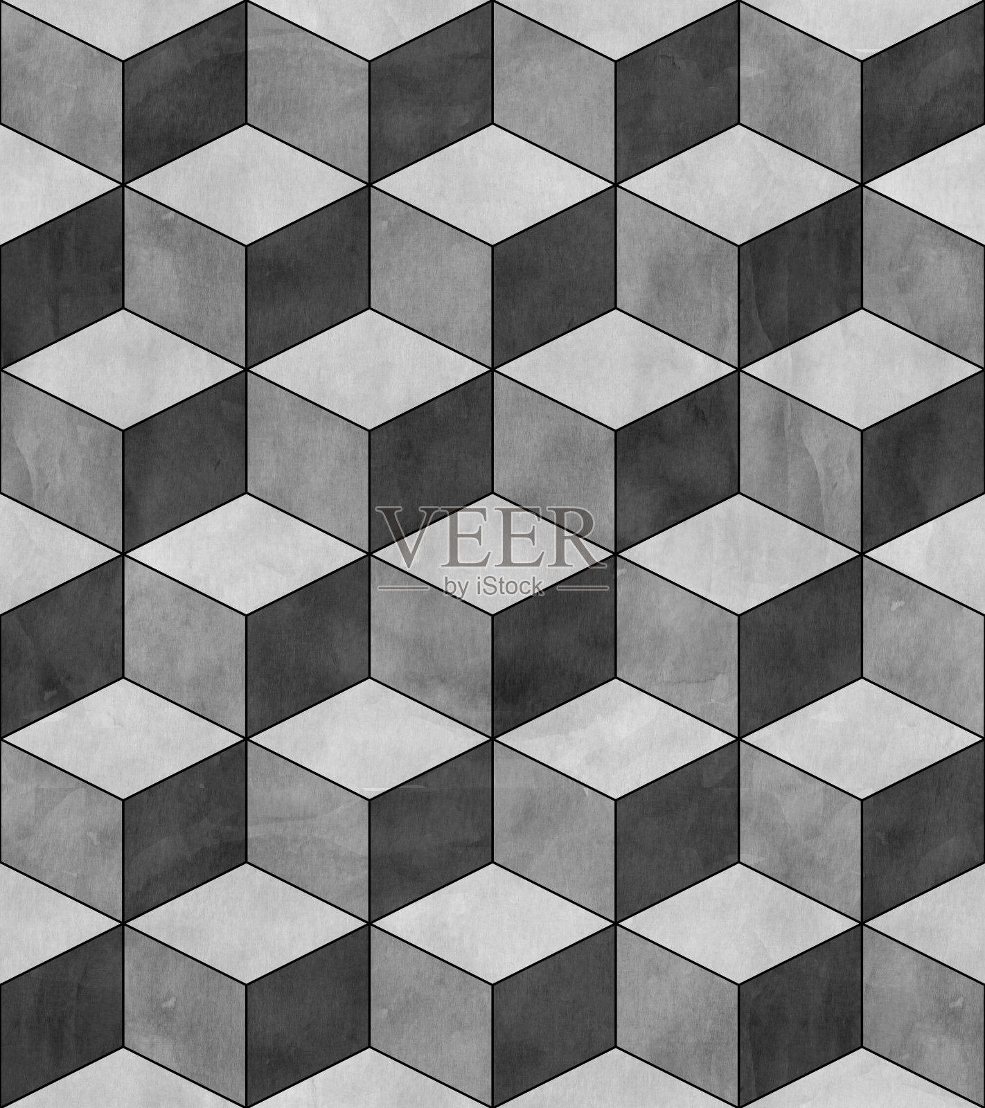 装饰艺术风格的立方体无缝图案背景插画图片素材