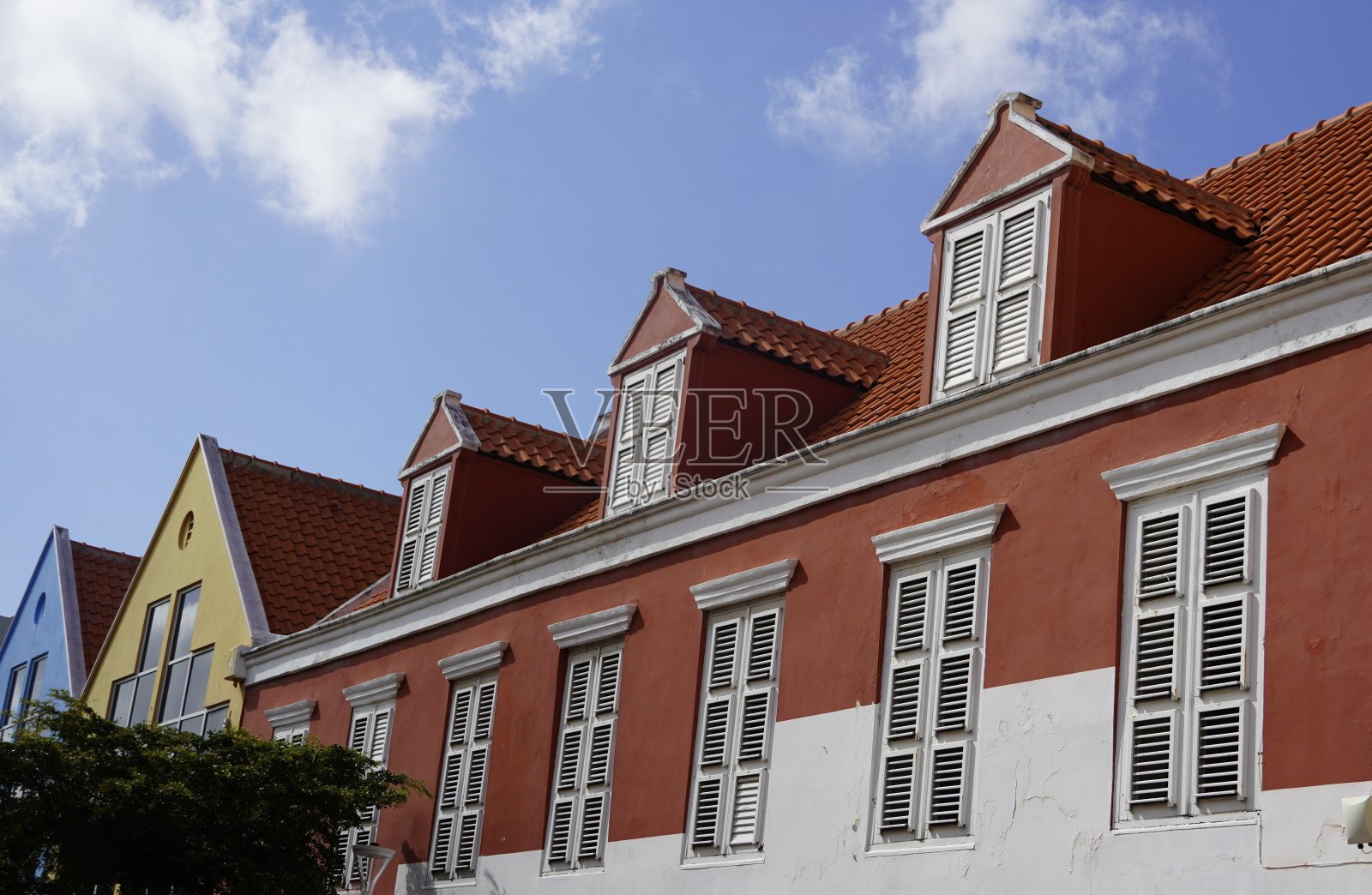 库拉索岛威廉斯塔德的屋顶轮廓照片摄影图片